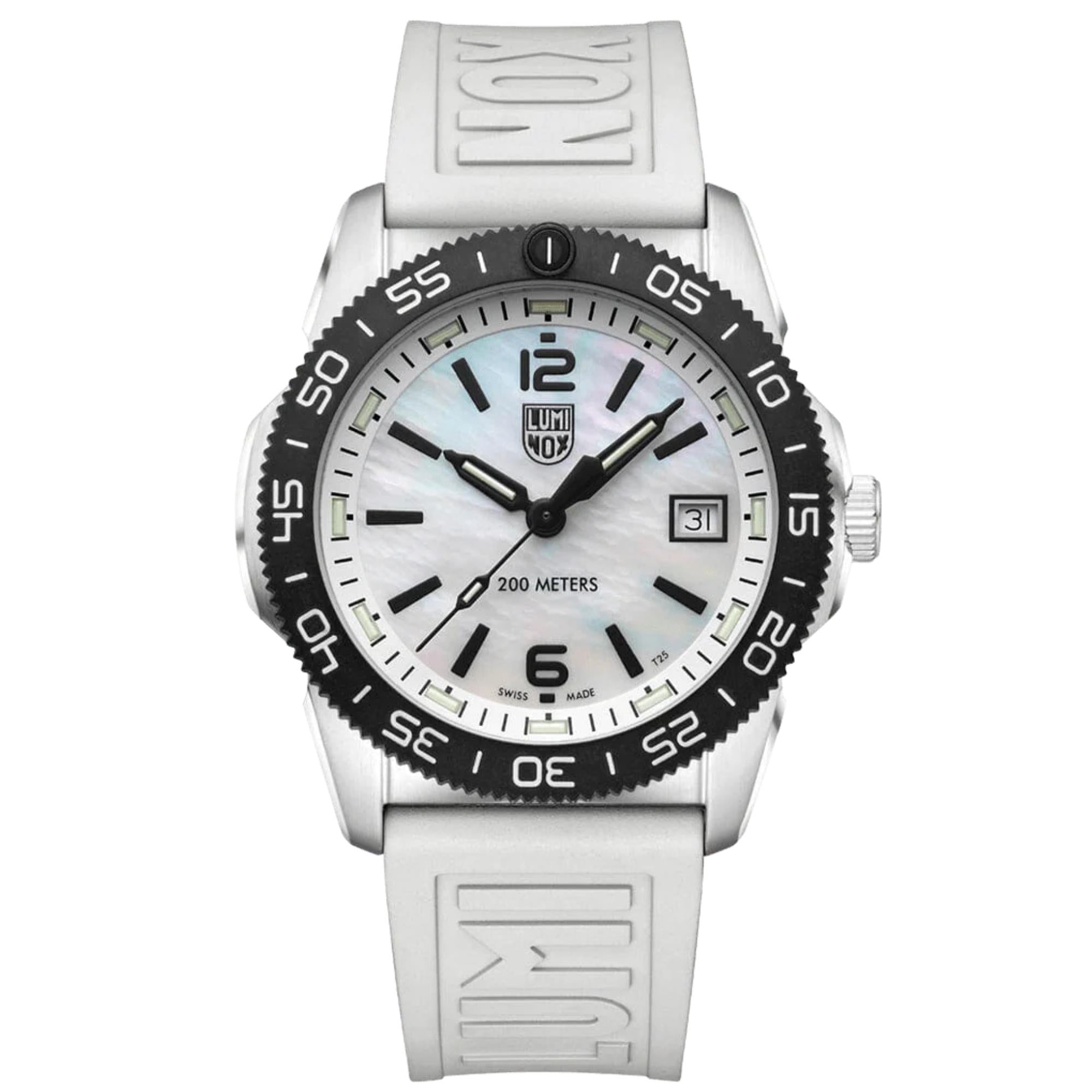Luminox Pacific Diver Ripple 39mm Mother of Pearl Dial Rubber Quartz Watch XS.3128M.SET