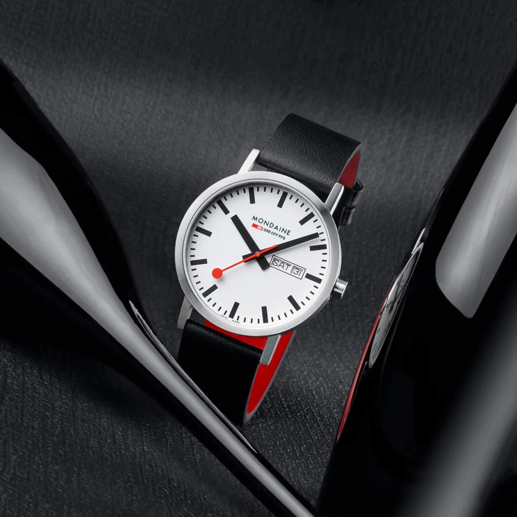 Mondaine Classic 40mm White Dial Leather Mens Quartz Watch A667.30360.11SBBV