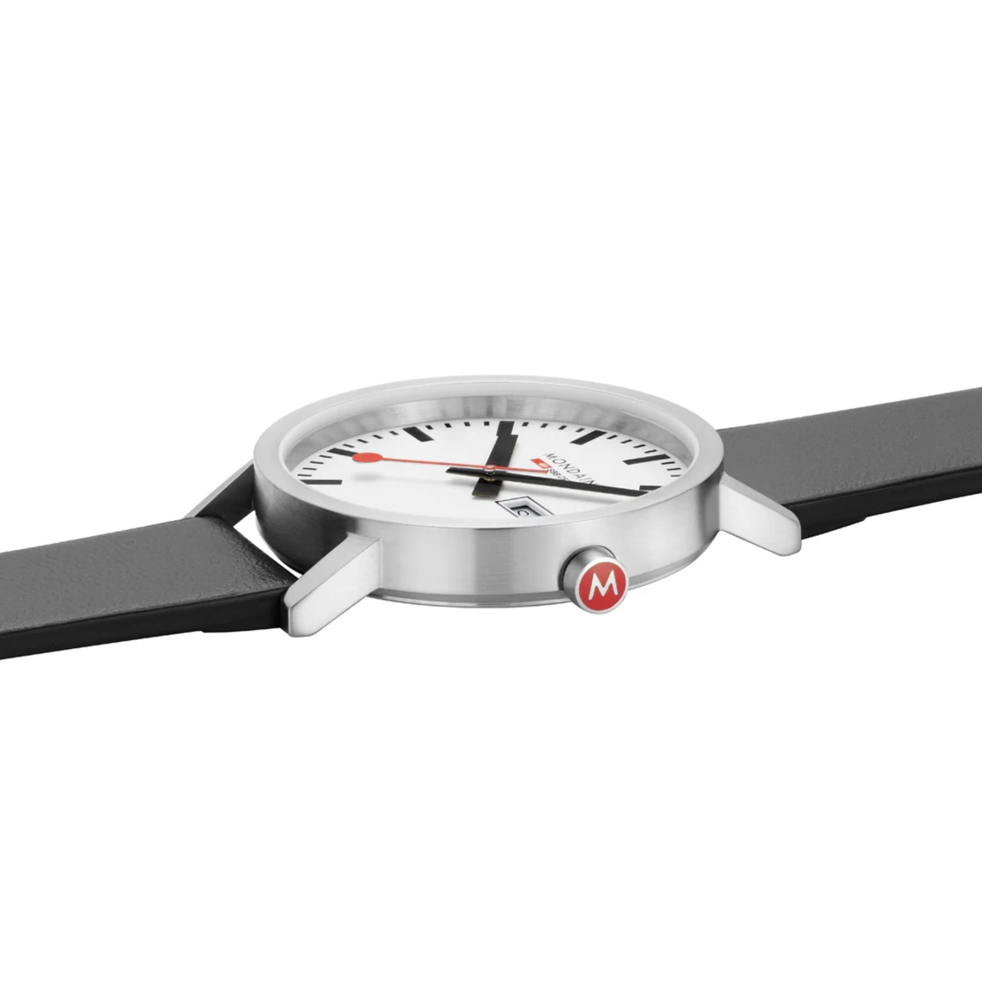 Mondaine Classic 40mm White Dial Leather Mens Quartz Watch A667.30360.11SBBV