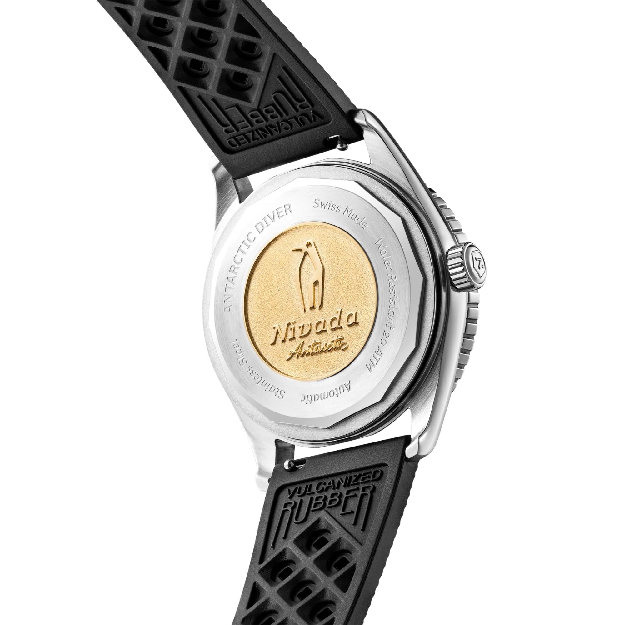 Nivada Grenchen Aquamar 38mm Black Dial Rubber Mens Automatic Watch 32068A01