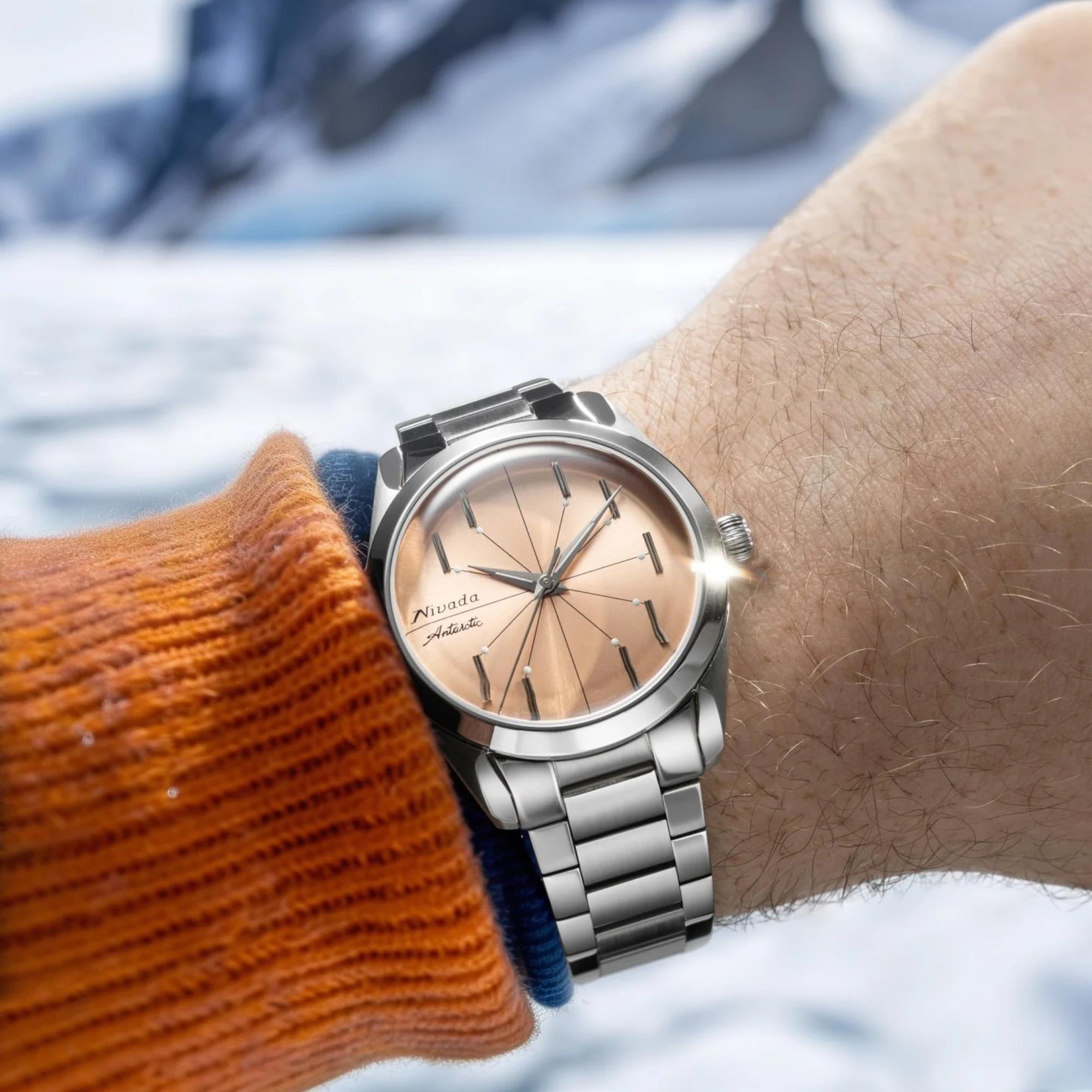 Nivada Grenchen Antarctic Spider 38mm Salmon Dial Watch 32042A20