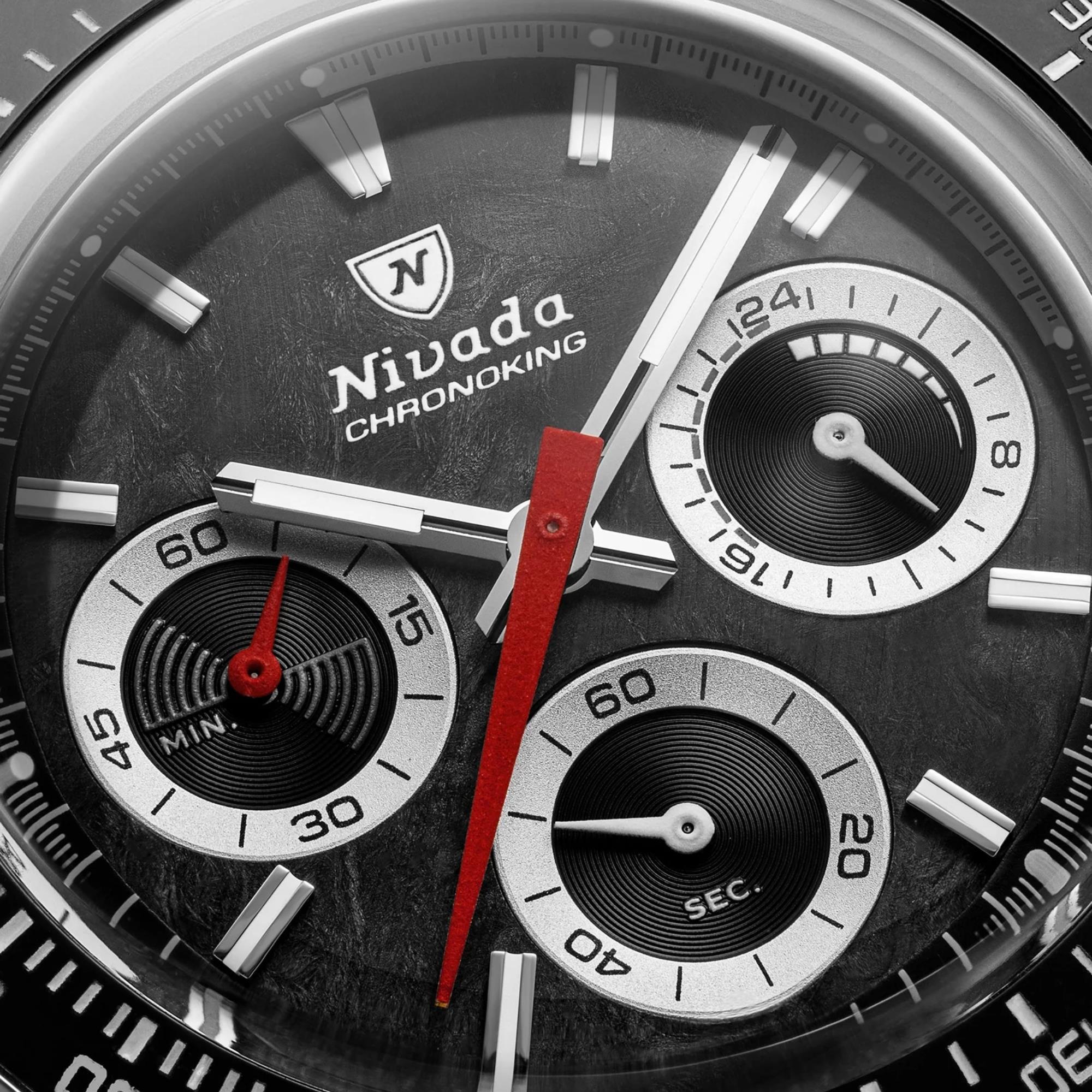 Nivada Grenchen Chronoking 38mm Black Dial Mens Watch 87048Q04