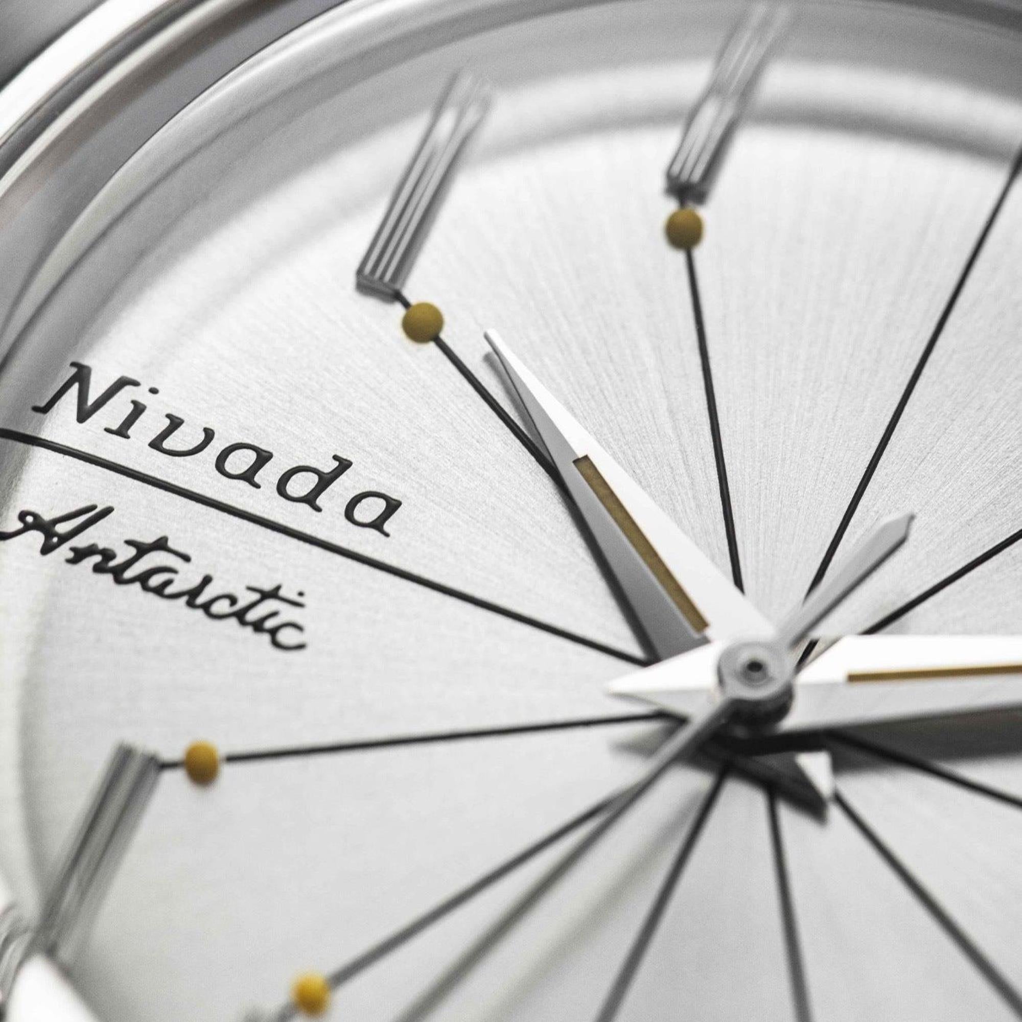 Nivada Grenchen Antarctic Spider 38mm Silver-White Dial Steel Mens Automatic Watch 32023A04