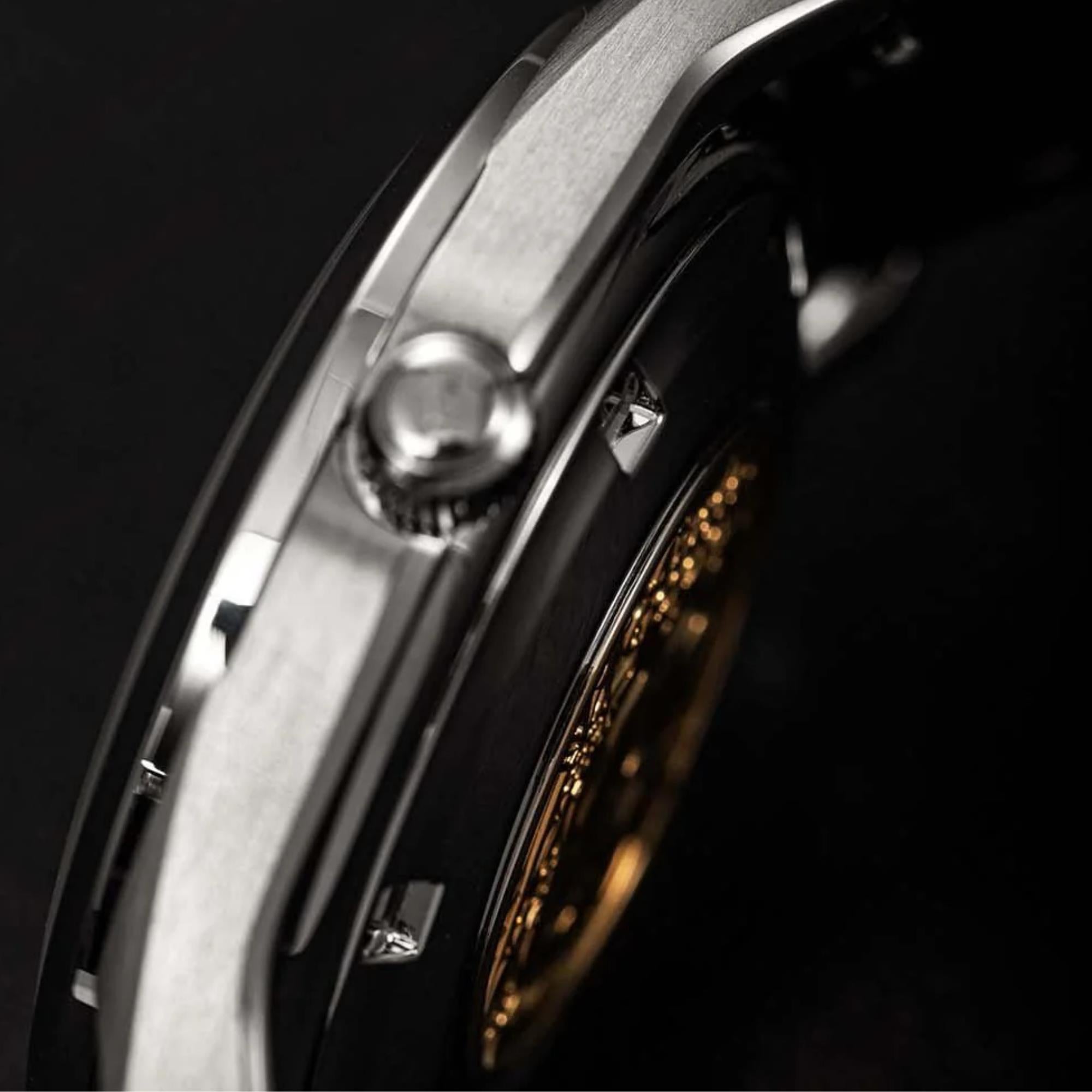 Nivada Grenchen Super Antarctic 38mm Black Dial Leather Mens Automatic Watch 32024A02