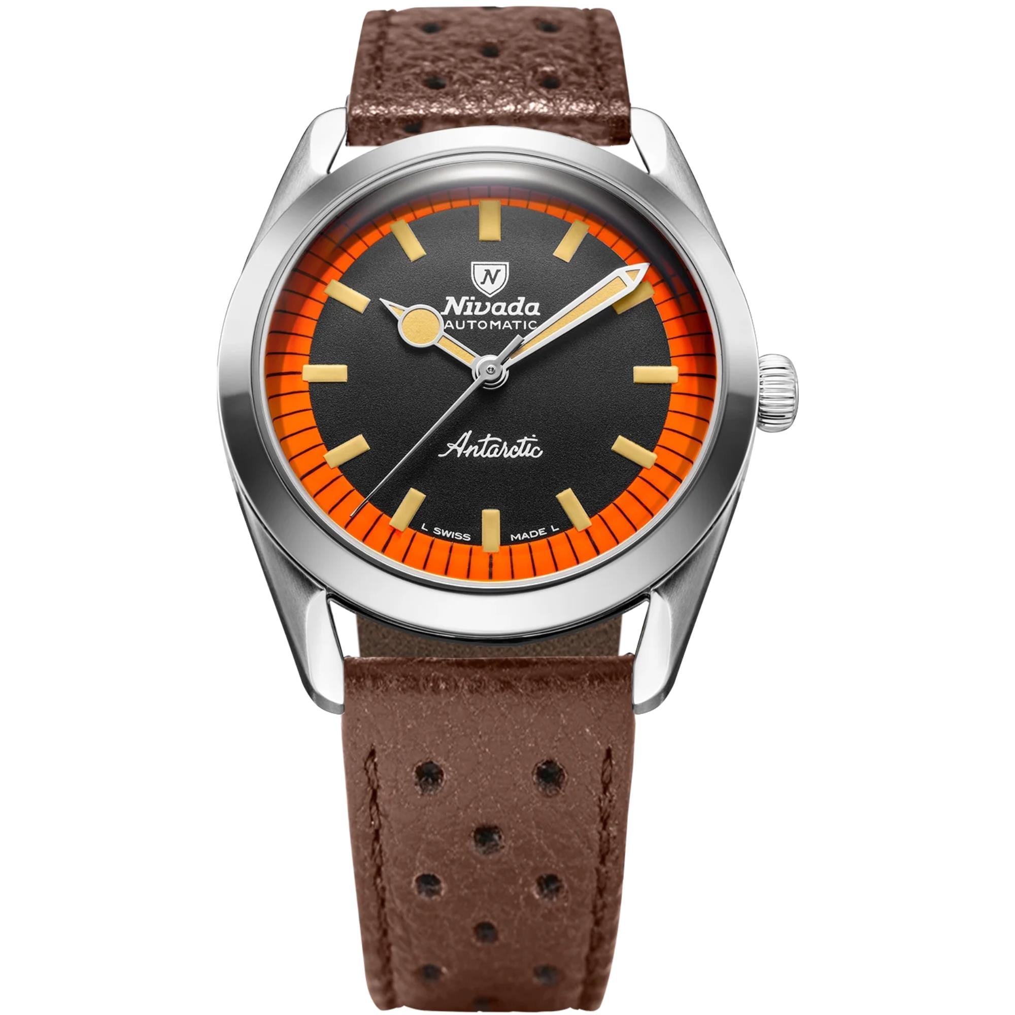 ラクナニッシュ Nivada Grenchen Super Antarctic 38mm Limited Edition Black Dial Leathe