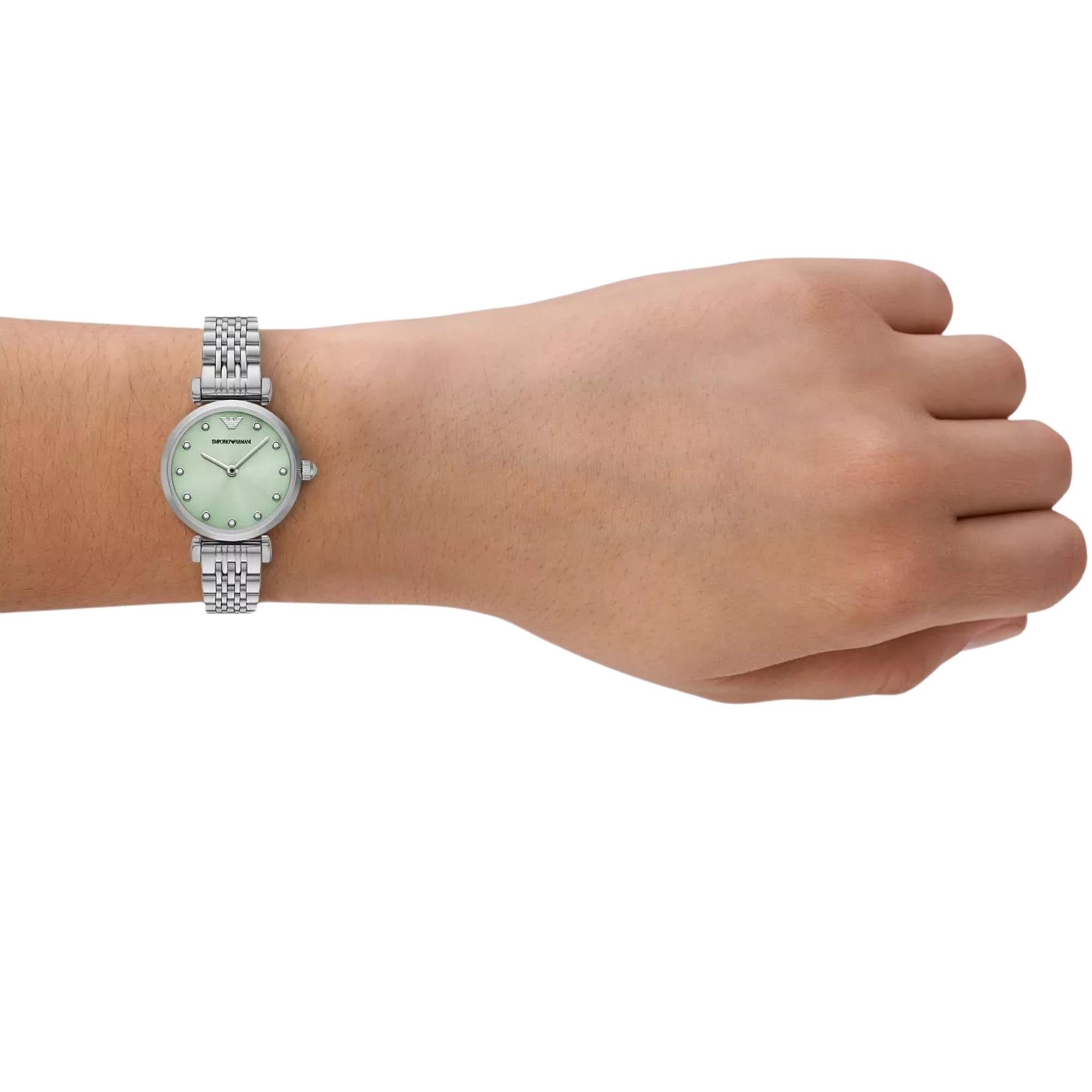 Emporio Armani Gianni 28mm Green Dial Steel Ladies Quartz Watch AR11667