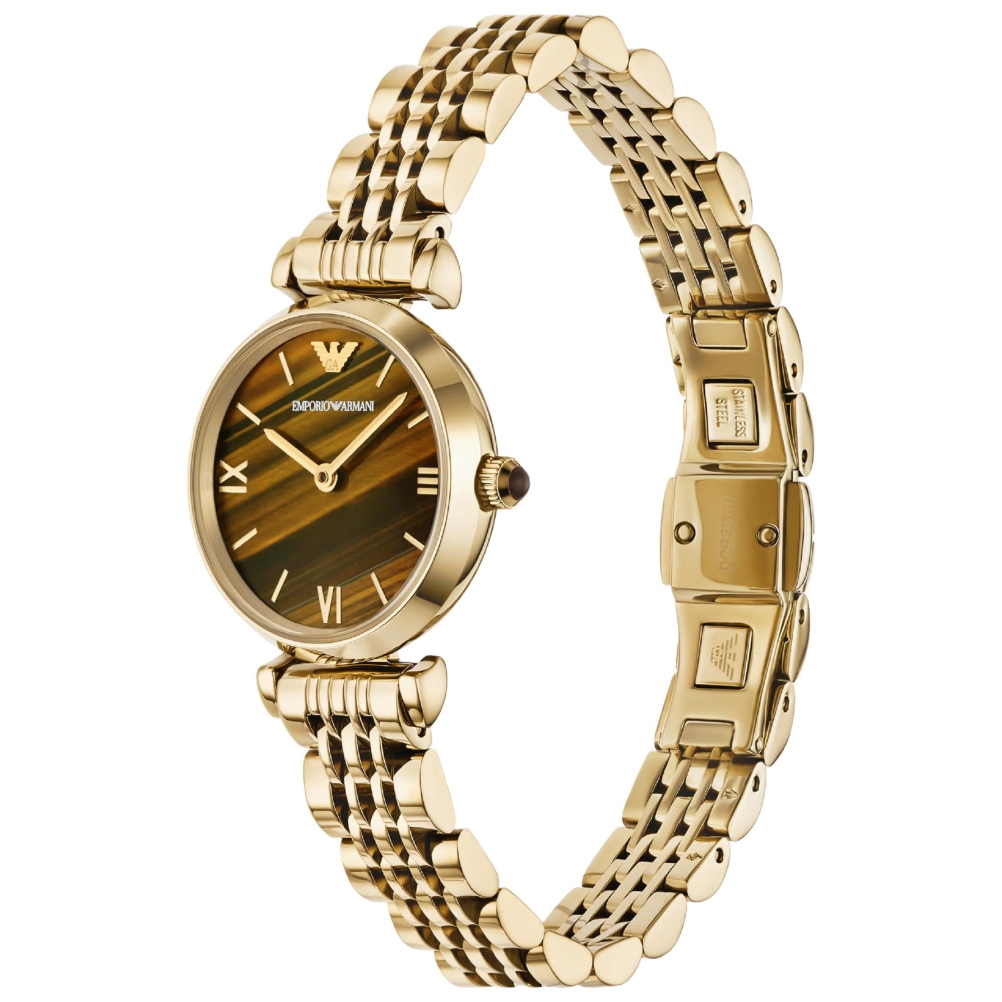 Emporio Armani Gianni 28mm Brown Dial Steel Ladies Quartz Watch AR11703
