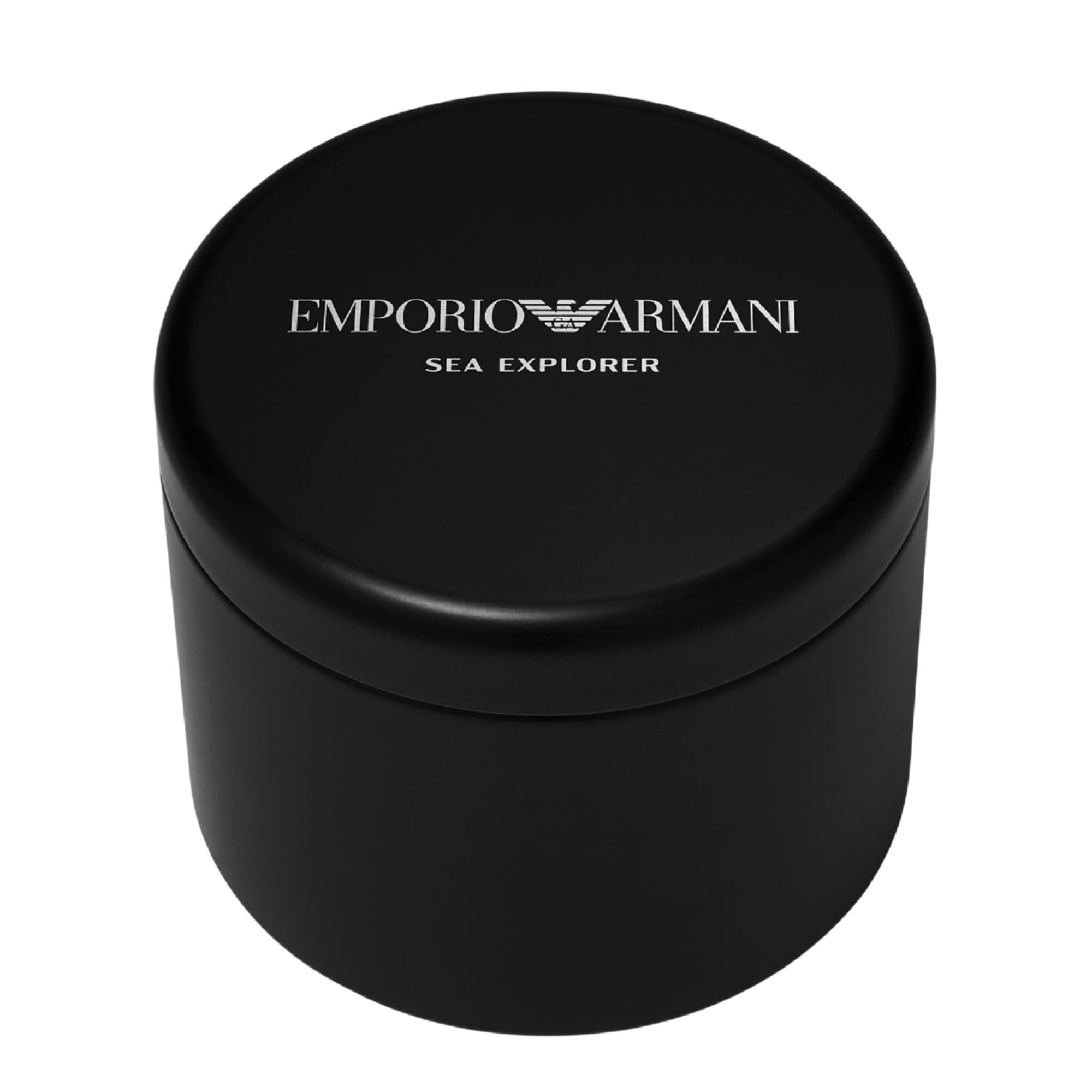 Emporio Armani Sea Explorer 42mm Black Dial Silicone Mens Automatic Watch AR60086