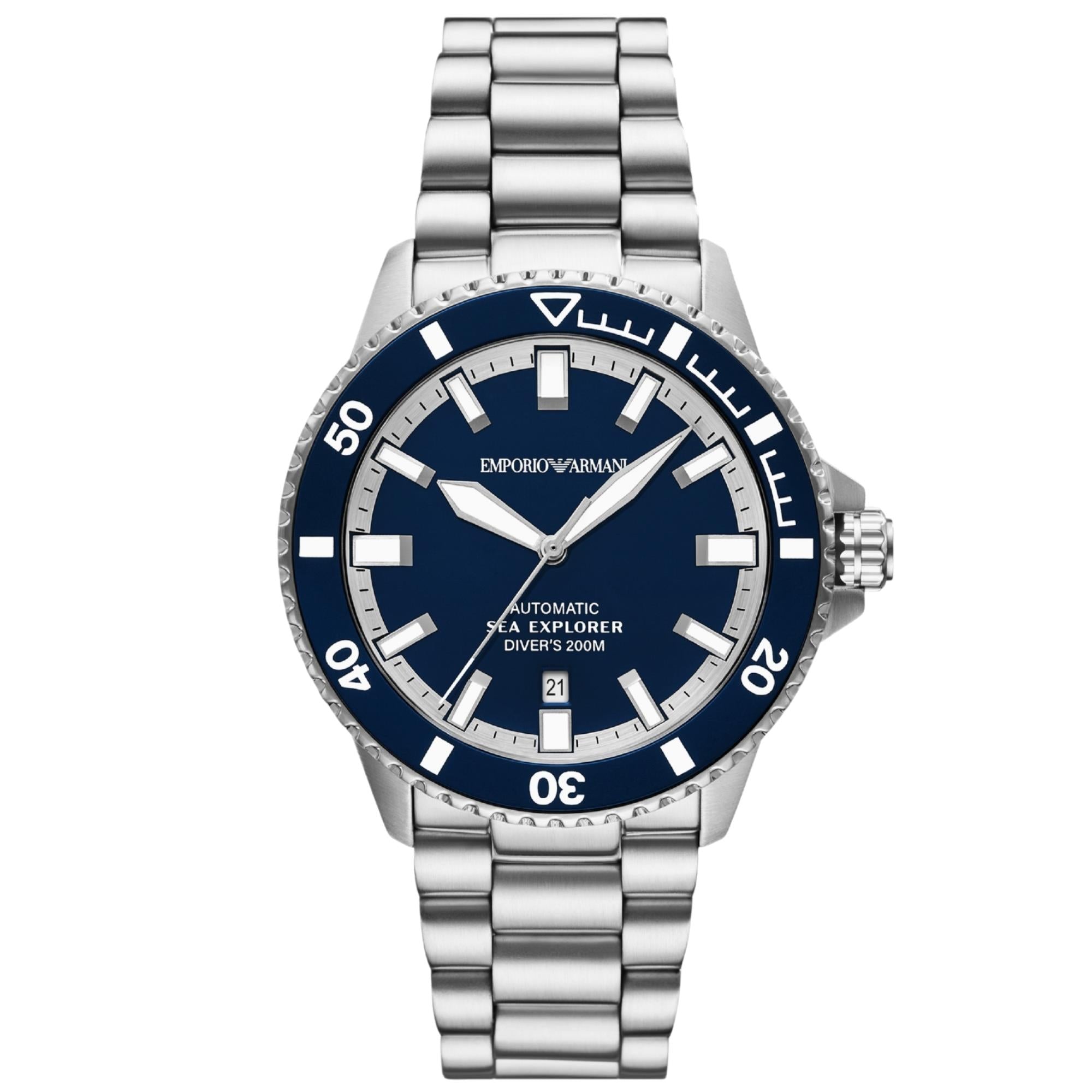 Emporio Armani Sea Explorer Black Dial Silicone Watch AR60086