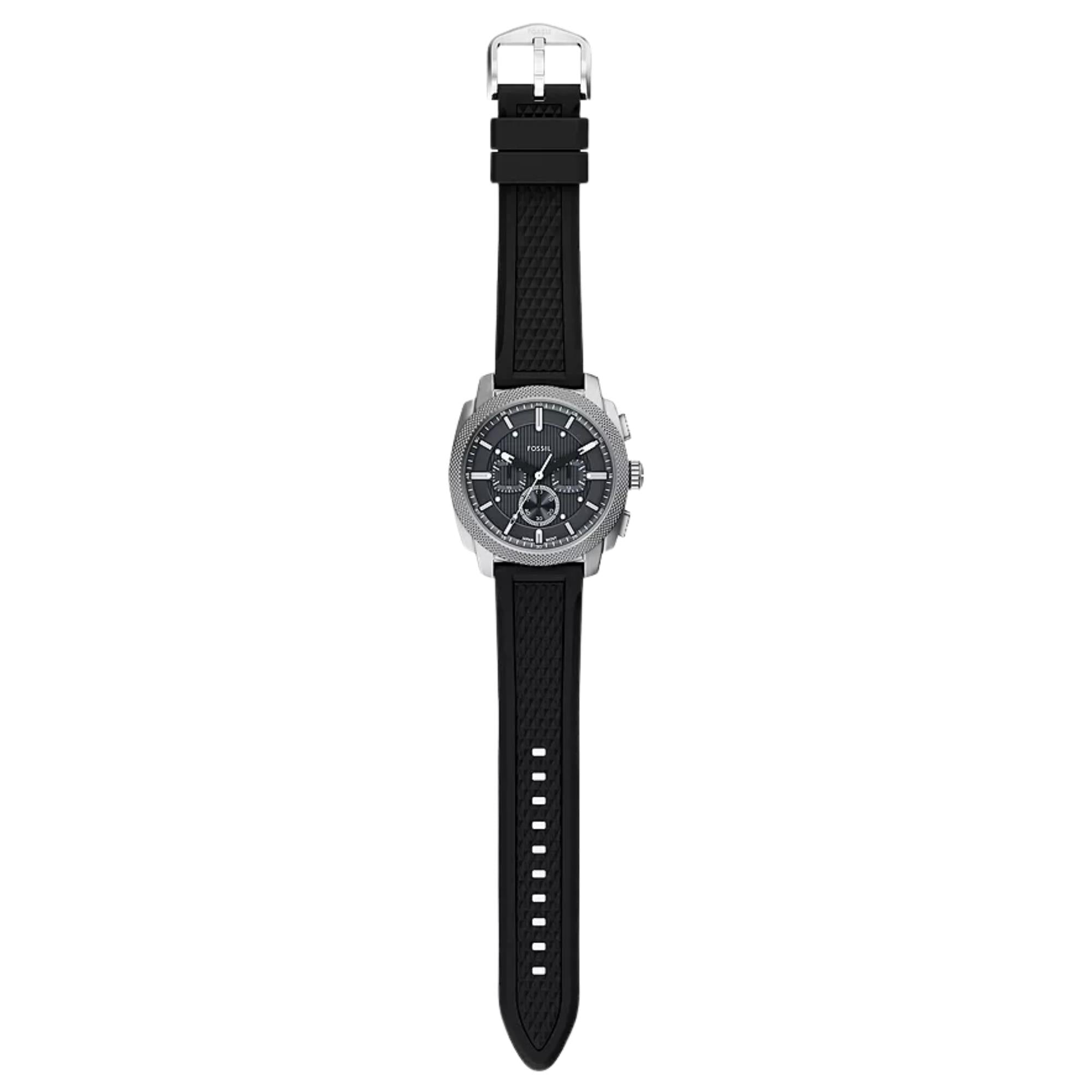 Fossil Machine 44mm Chronograph Grey Dial Silicone Mens Quartz Watch FS6145SET