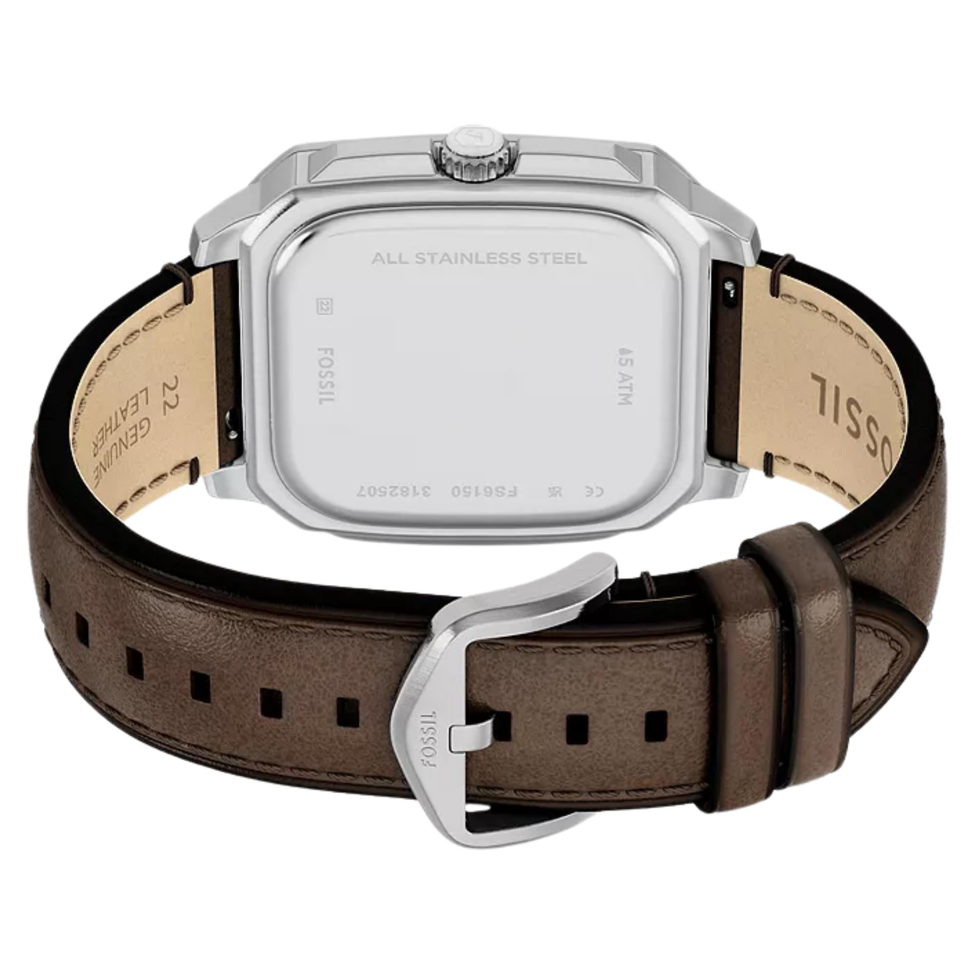 Fossil Crosby 42mm Green Dial Leather Mens Quartz Watch FS6150