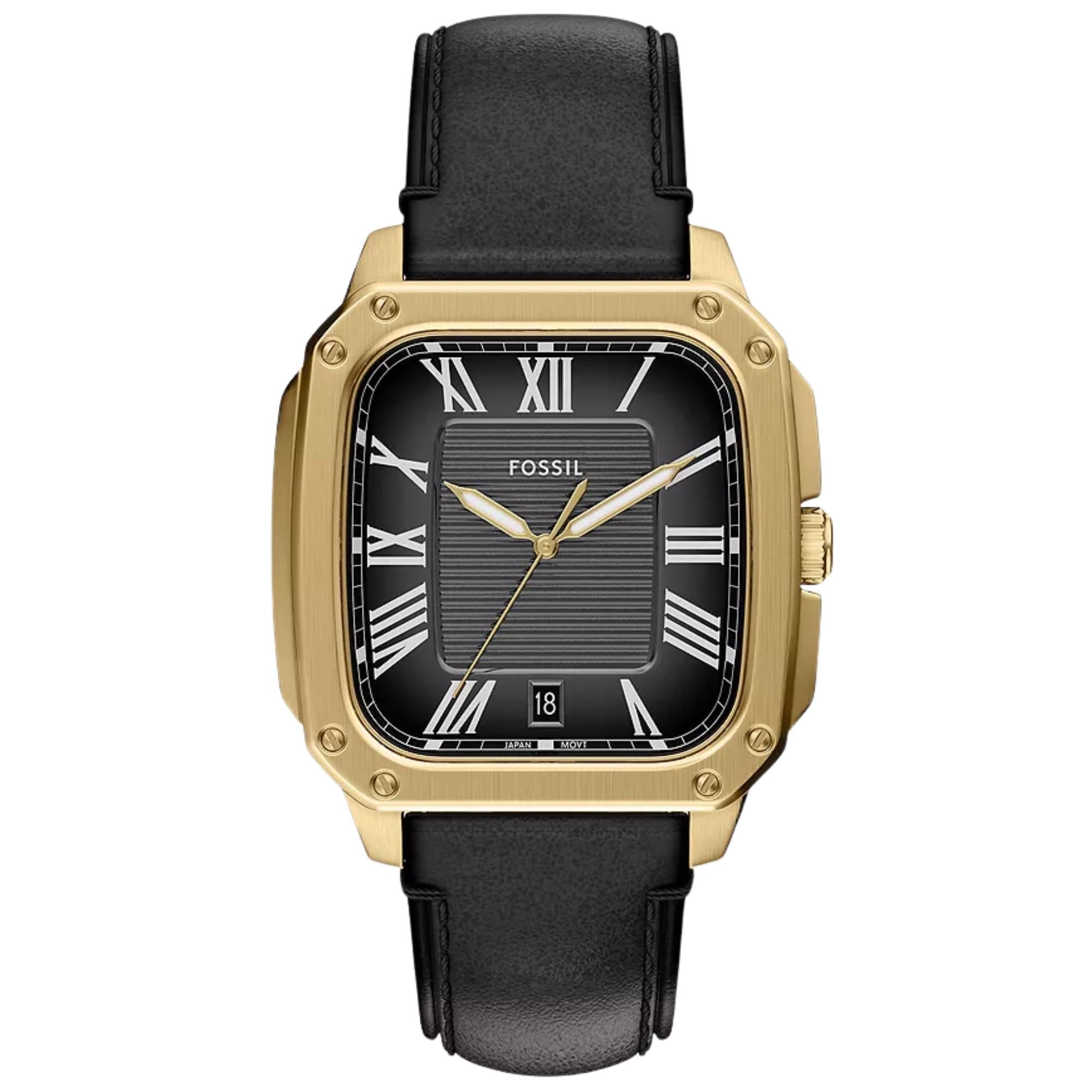 Fossil Crosby 42mm Black Dial Leather Mens Quartz Watch FS6151