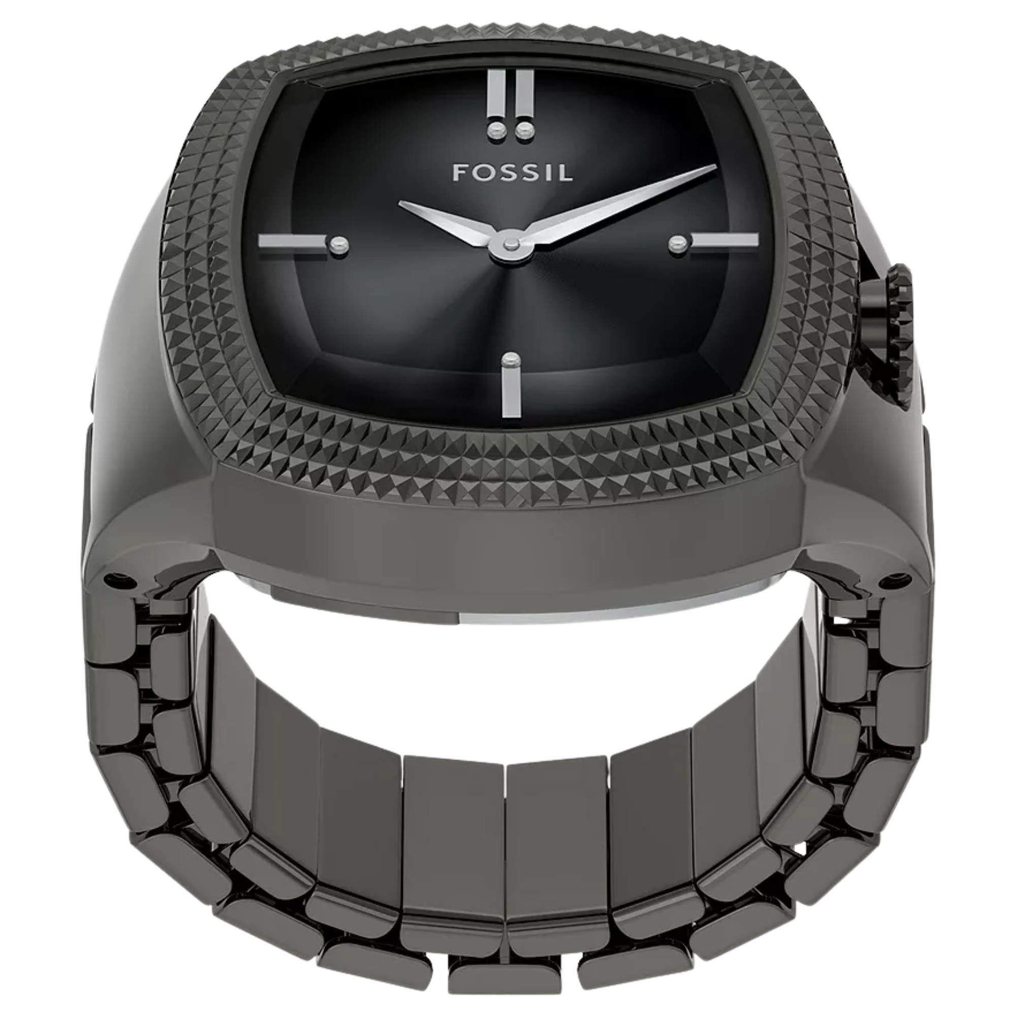 Fossil Machine x Nick Jonas 19mm Limited Edition Black Dial Steel Quartz Ring Watch LE1212
