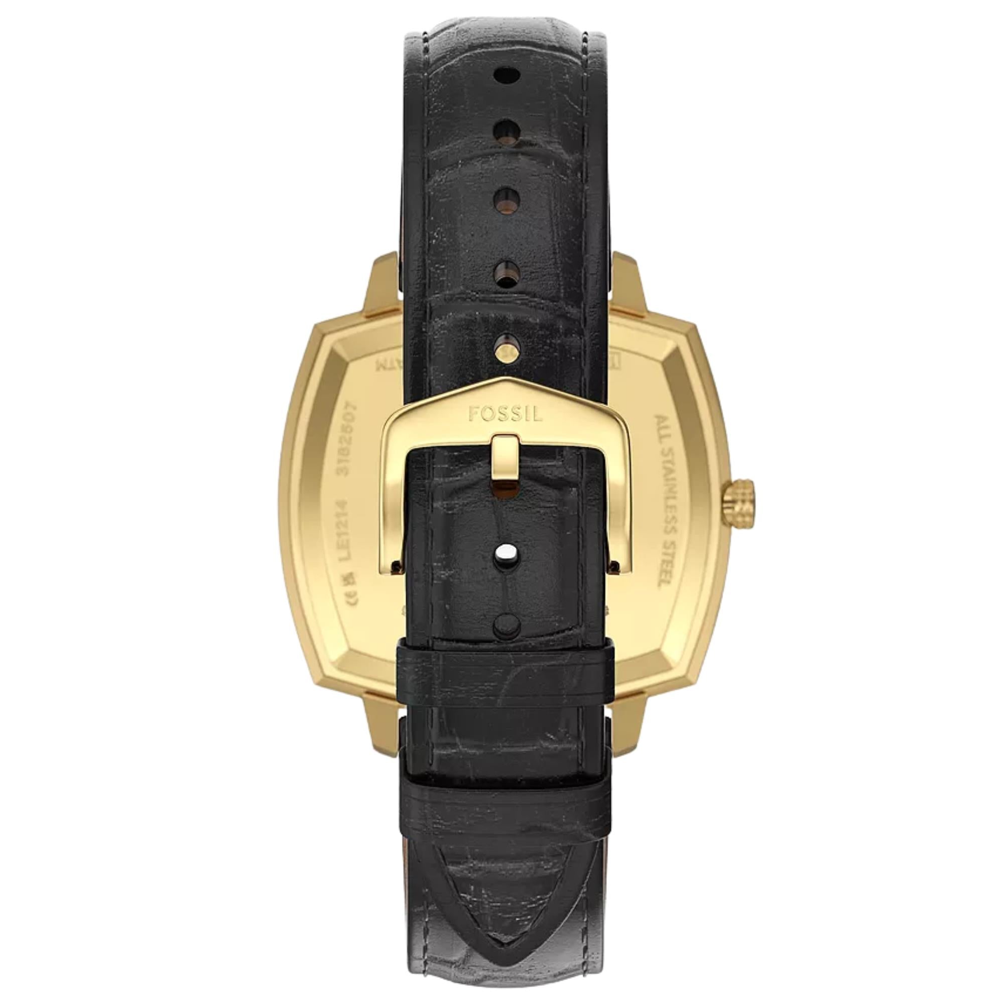 Fossil Machine x Nick Jonas 37mm Gold Dial Leather Quartz Watch LE1214