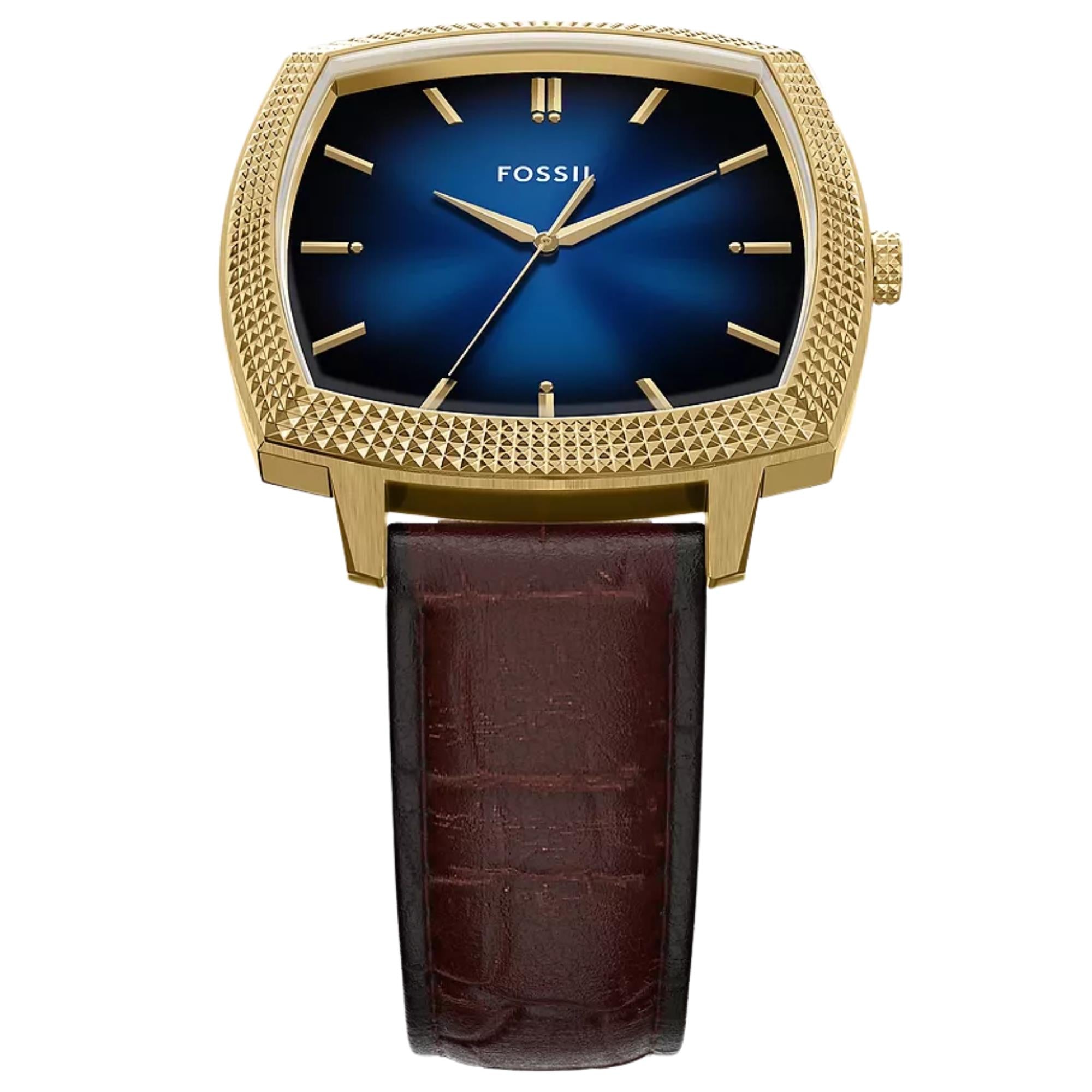 Fossil Machine x Nick Jonas 37mm Blue Dial Leather Quartz Watch LE1215