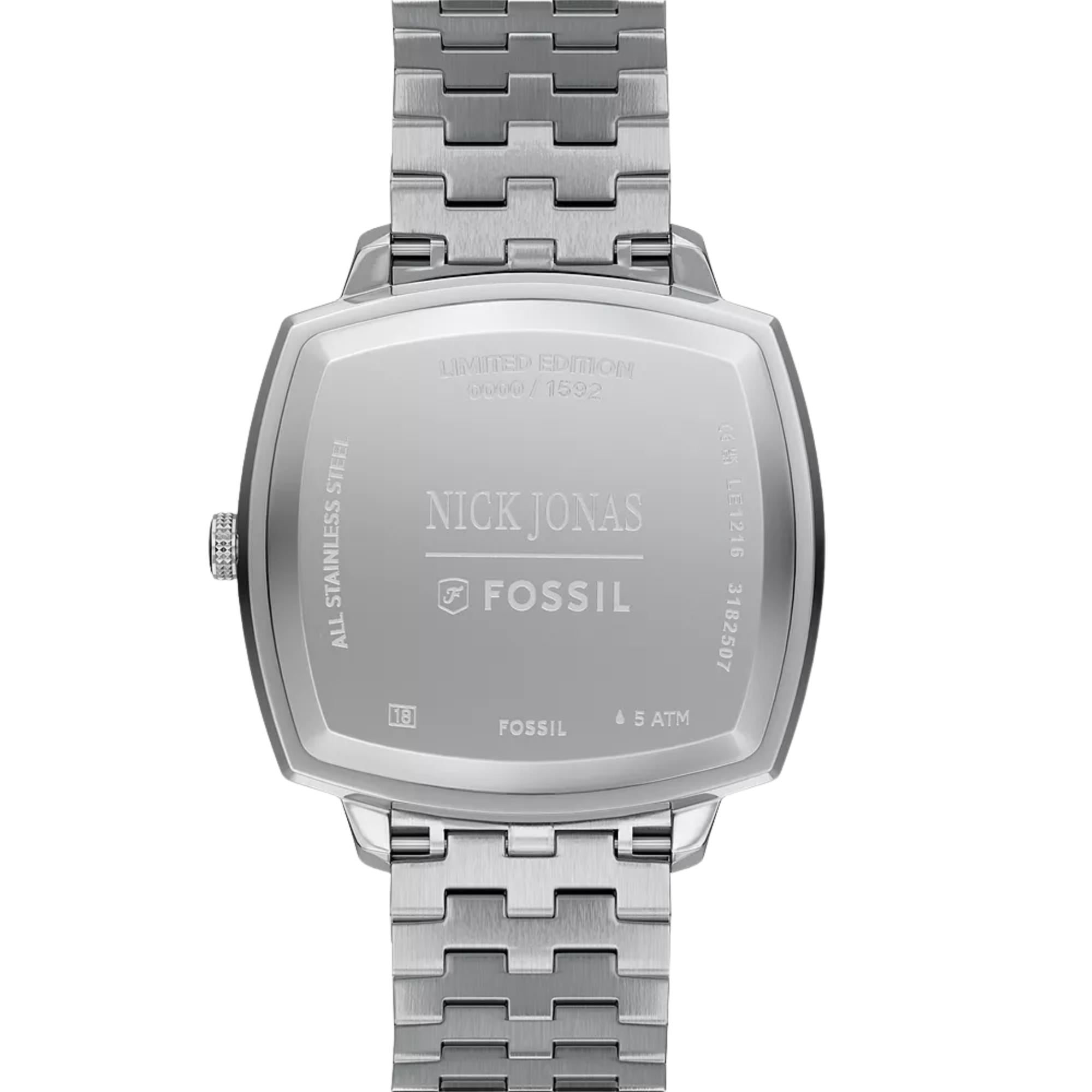 Fossil Machine x Nick Jonas 37mm Blue Dial Steel Quartz Watch LE1216