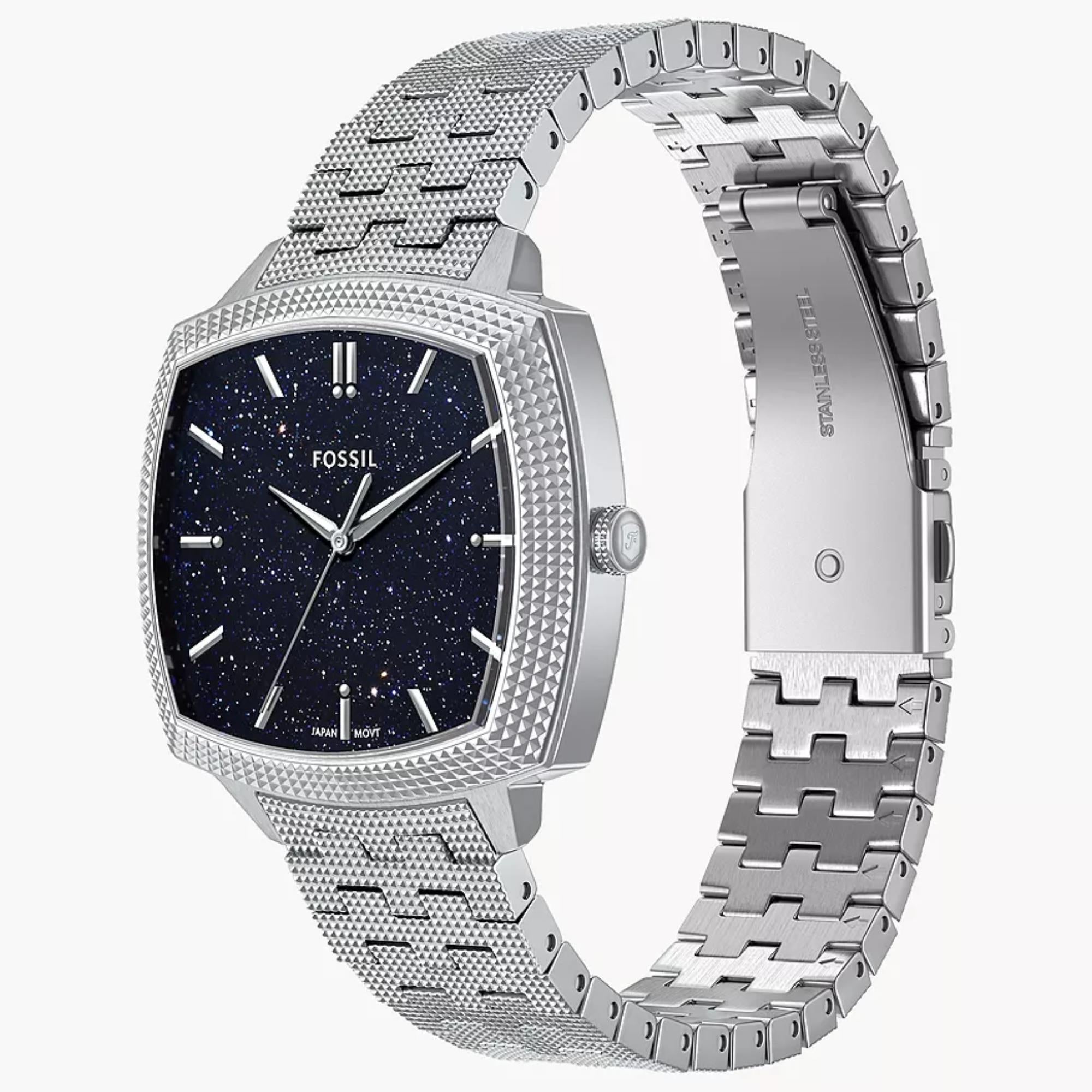 Fossil Machine x Nick Jonas 37mm Blue Dial Steel Quartz Watch LE1216