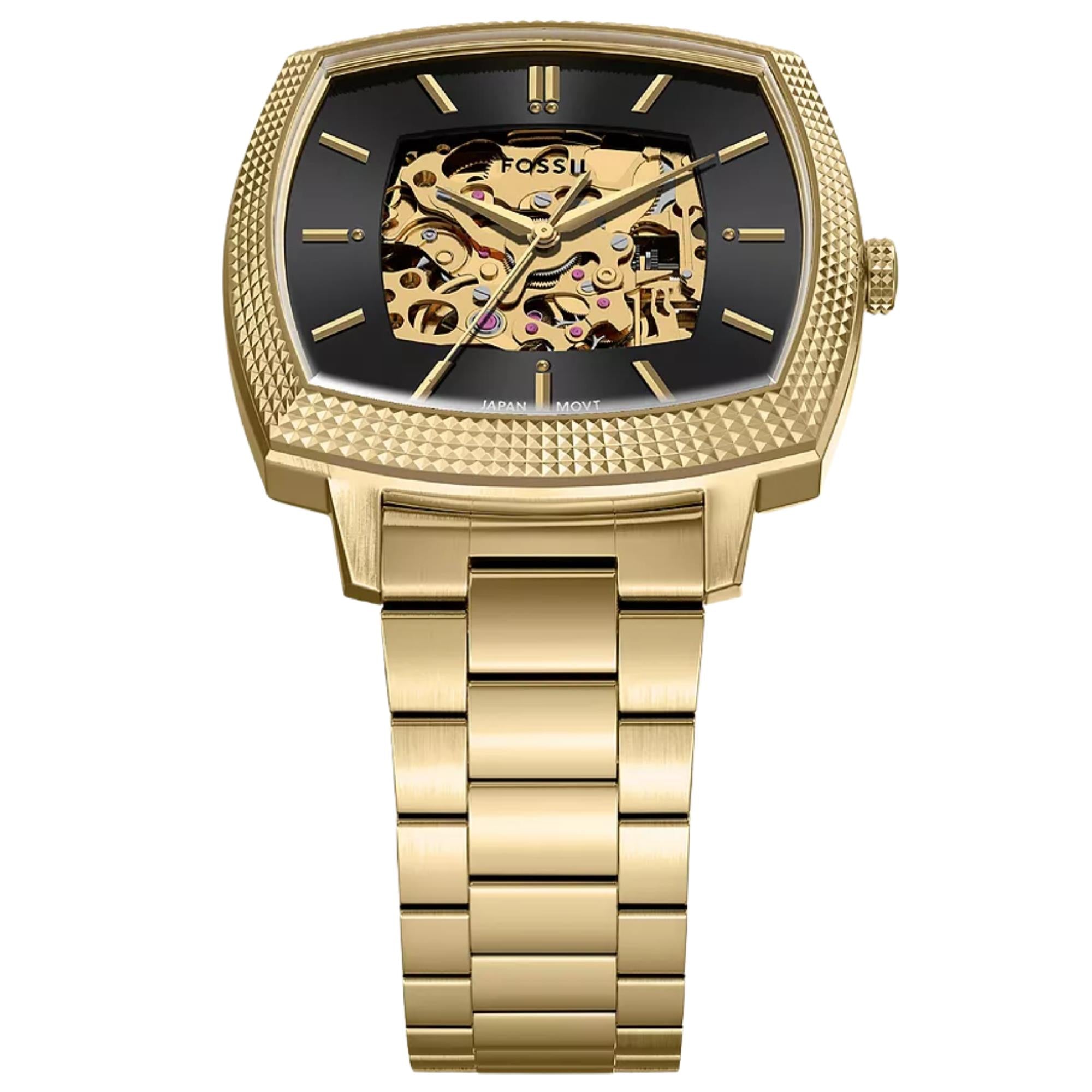 Fossil Machine x Nick Jonas 41mm Skeleton Black Dial Steel Automatic Watch LE1218