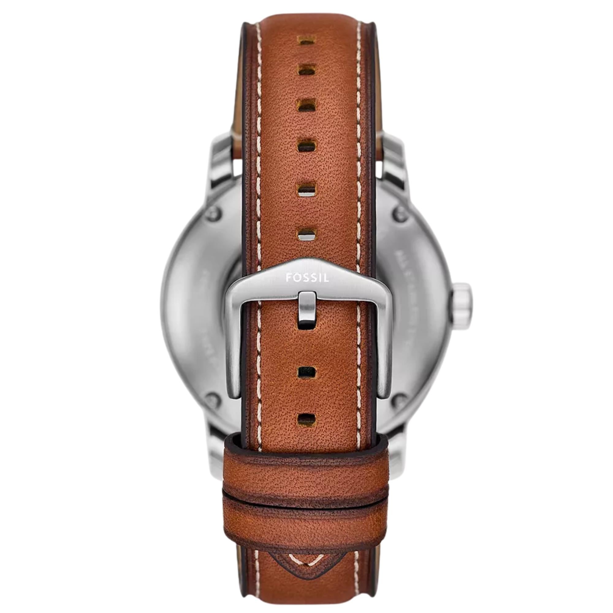 Fossil Heritage 43mm Skeleton Blue Dial Leather Mens Automatic Watch ME3263