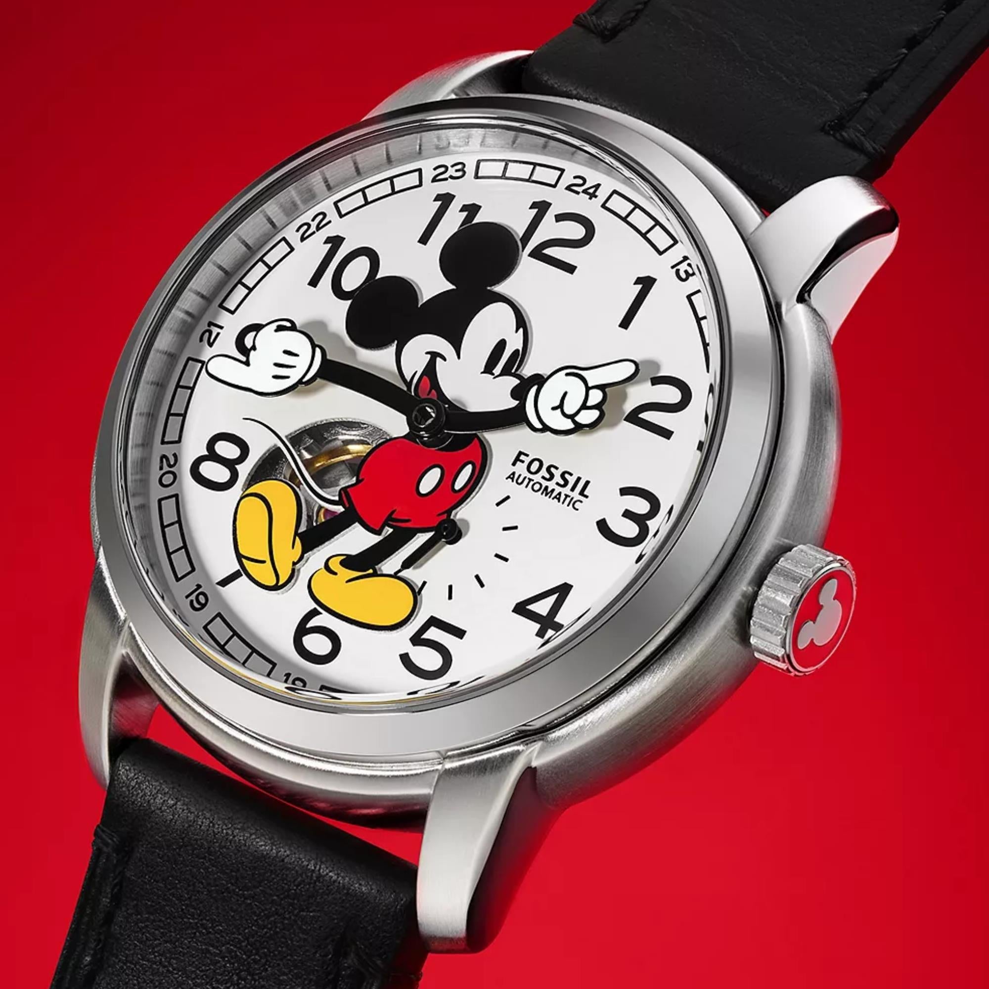 Fossil Disney Mickey Mouse 40mm White Dial Leather Watch SE1111