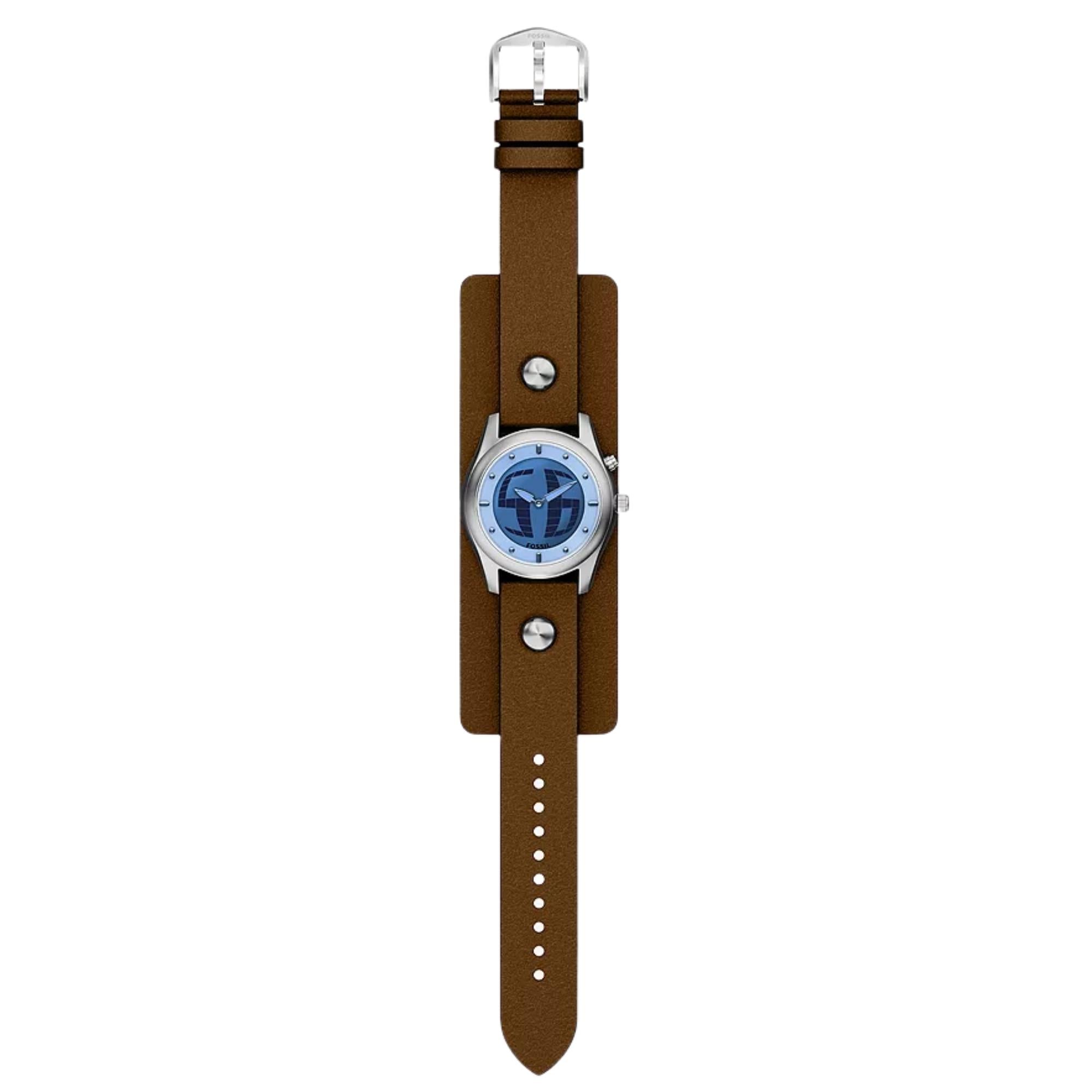 新品FOSSIL y2kブラウンレザー クォーツ腕時計BIG TIC 復刻モデル Fossil Y2K Big Tic 40mm Ana-Digital Dial Leather Watch LE1229