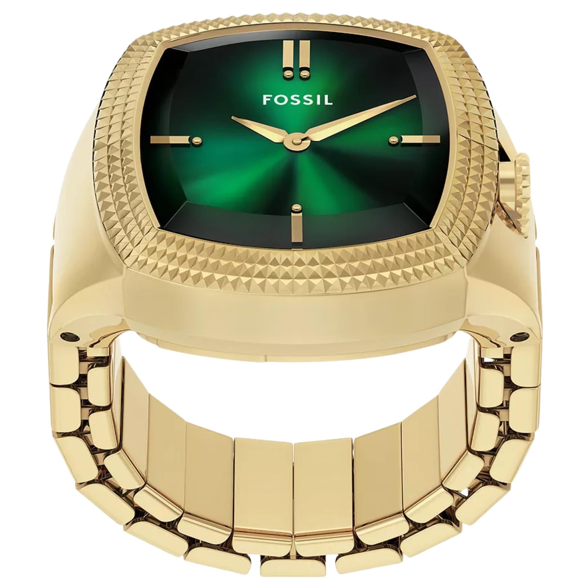 Fossil Machine x Nick Jonas 19mm Green Dial Steel Quartz Ring Watch LE1213