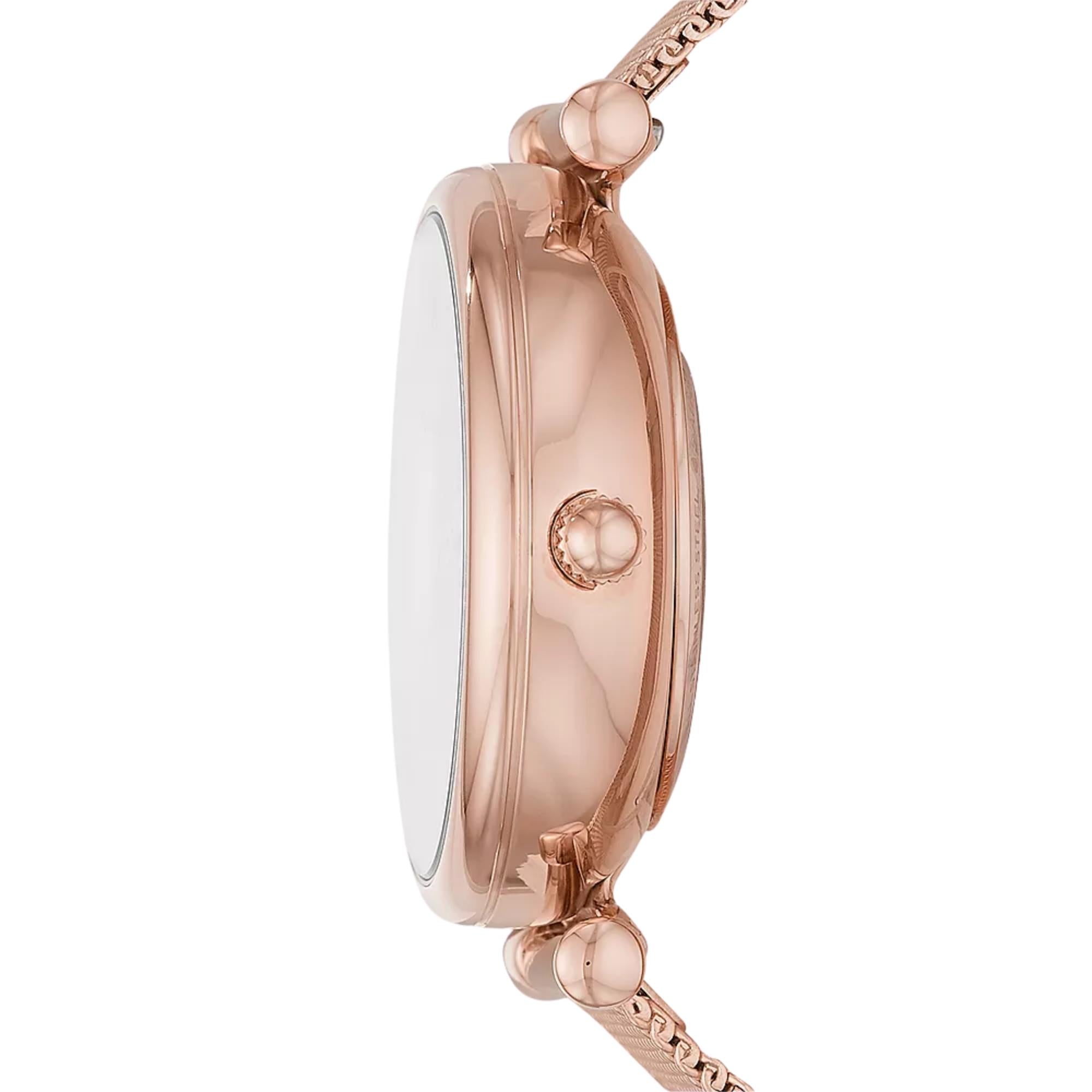 Fossil Carlie 35mm Skeleton Rose Gold Dial Steel Ladies Automatic Watch ME3175