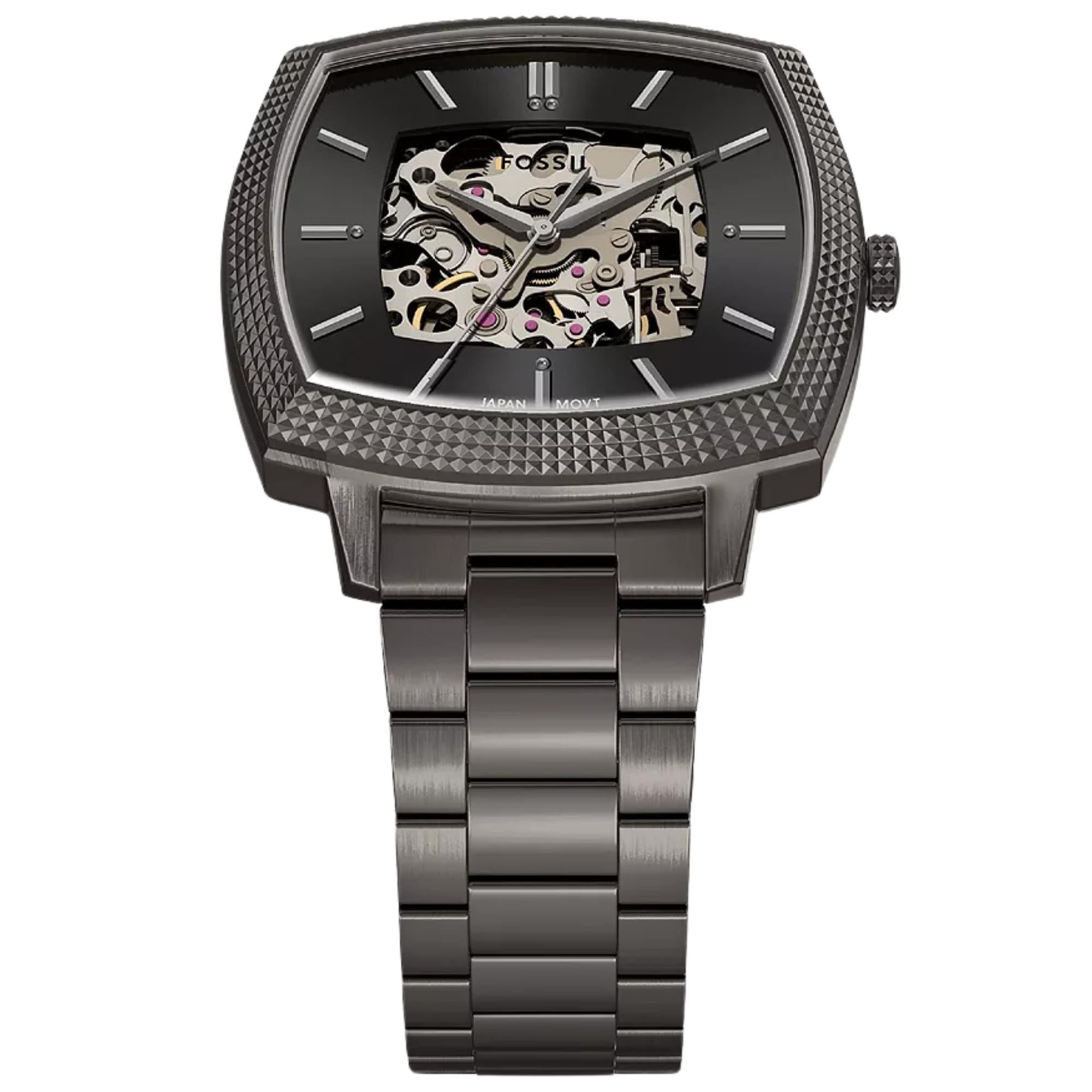 Fossil Machine x Nick Jonas 41mm Skeleton Black Dial Steel Automatic Watch LE1219
