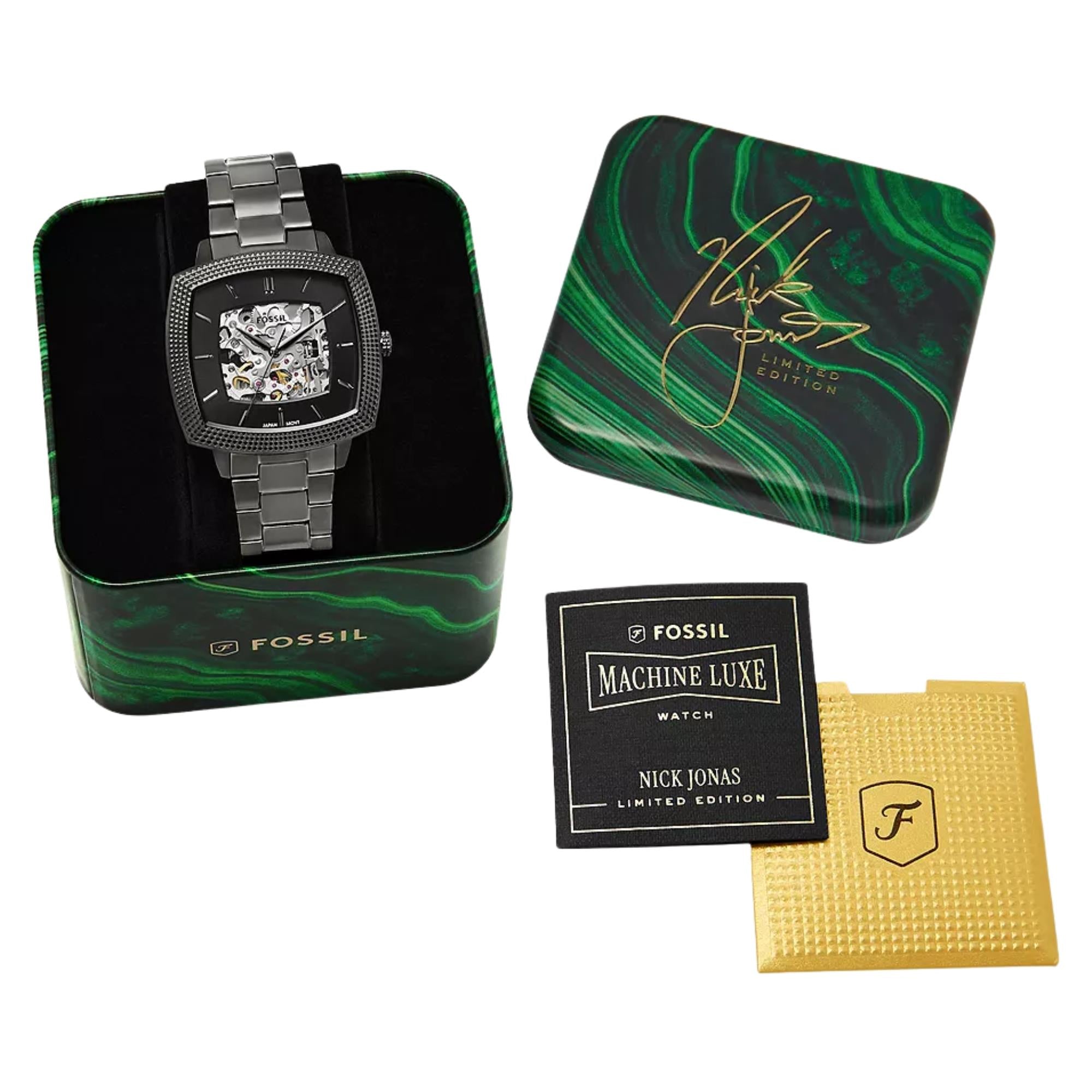 Fossil Machine x Nick Jonas 41mm Black Steel Mens Watch LE1219