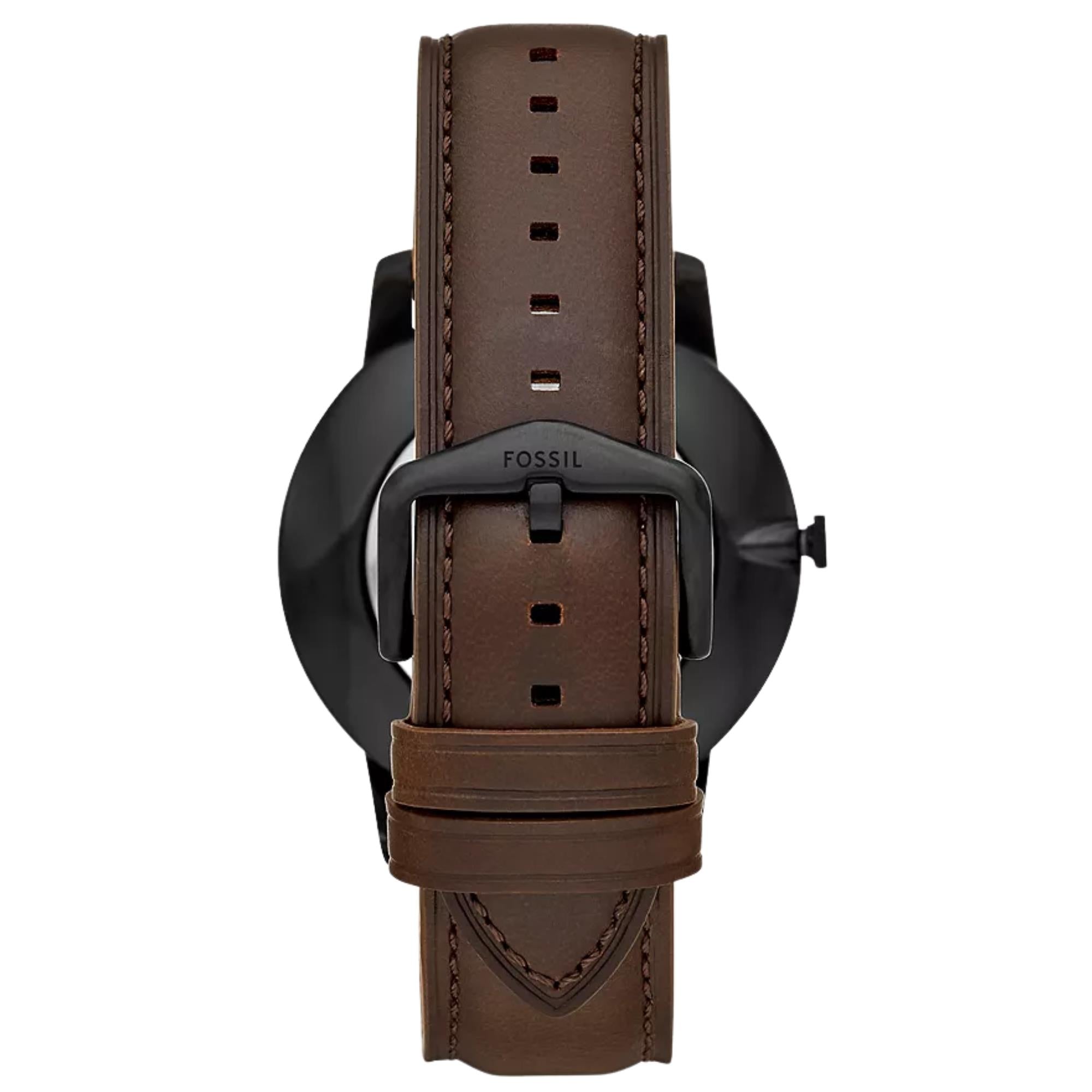 Fossil Minimalist 44mm Black Dial Leather Mens Quartz Watch FS5551