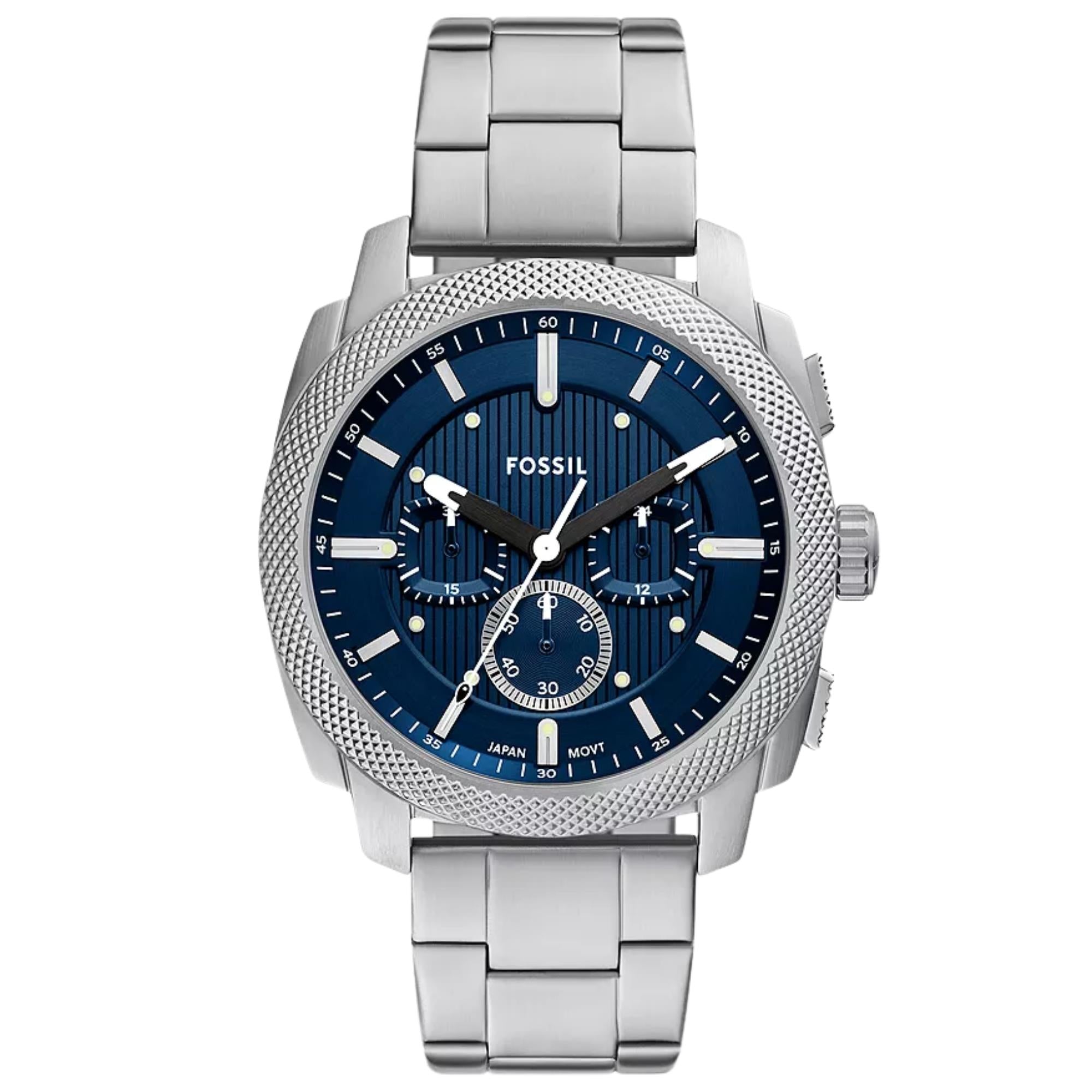 Fossil Machine 44mm Blue Dial Steel Mens Watch FS6096