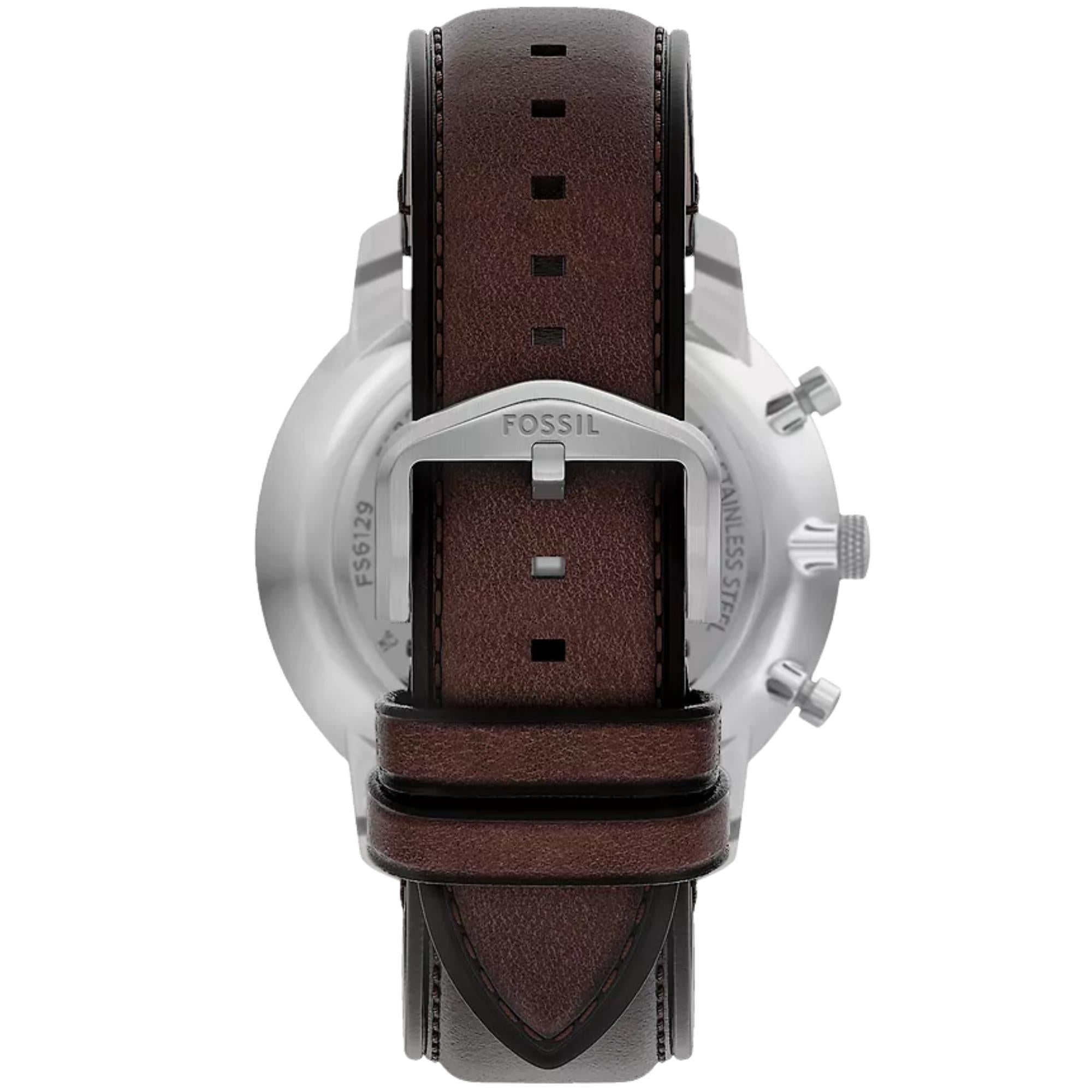Fossil Neutra 44mm Chronograph Gray Dial  Leather Mens Quartz Watch FS6129
