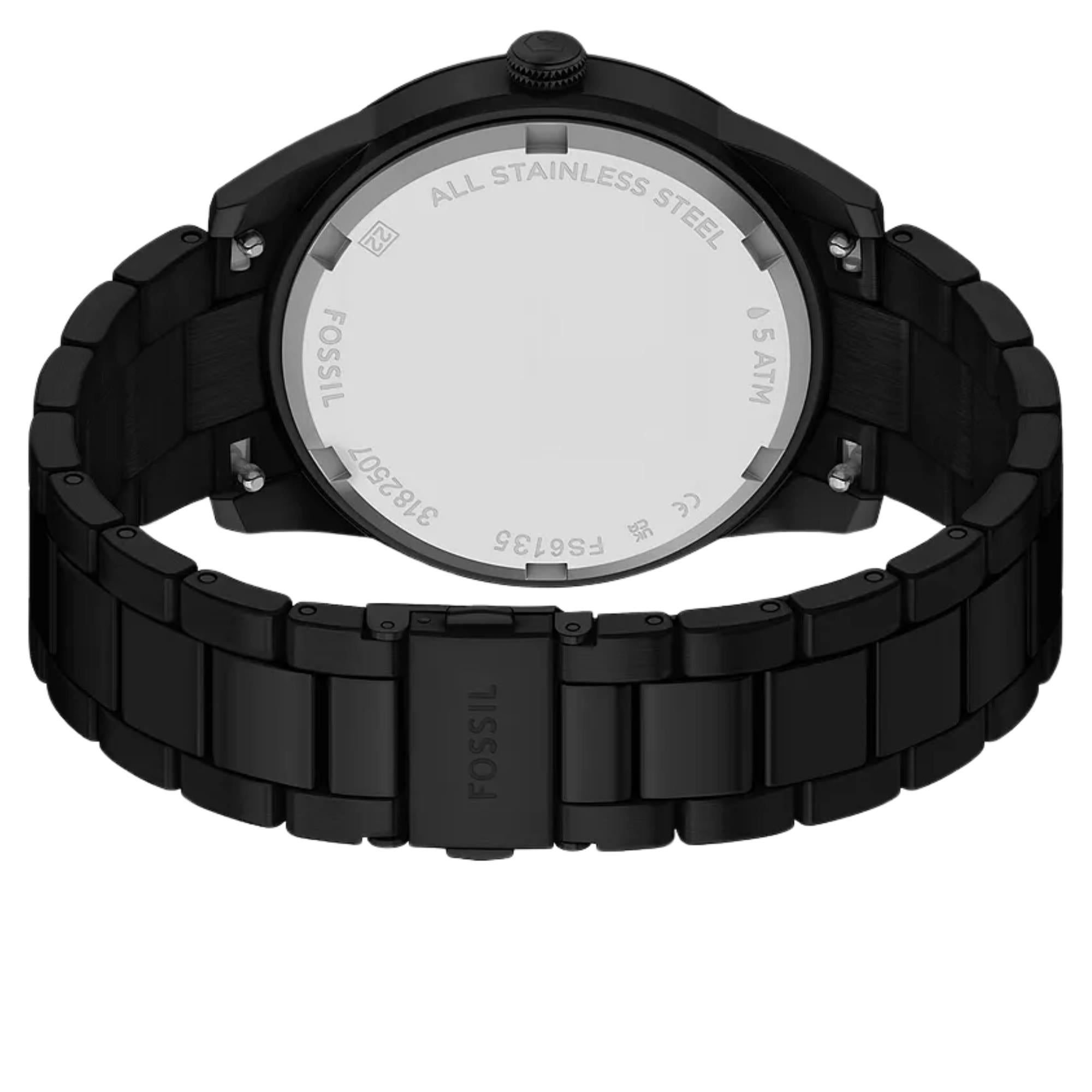Fossil Pearson 42mm Chronograph Black Dial Steel Mens Quartz Watch FS6135