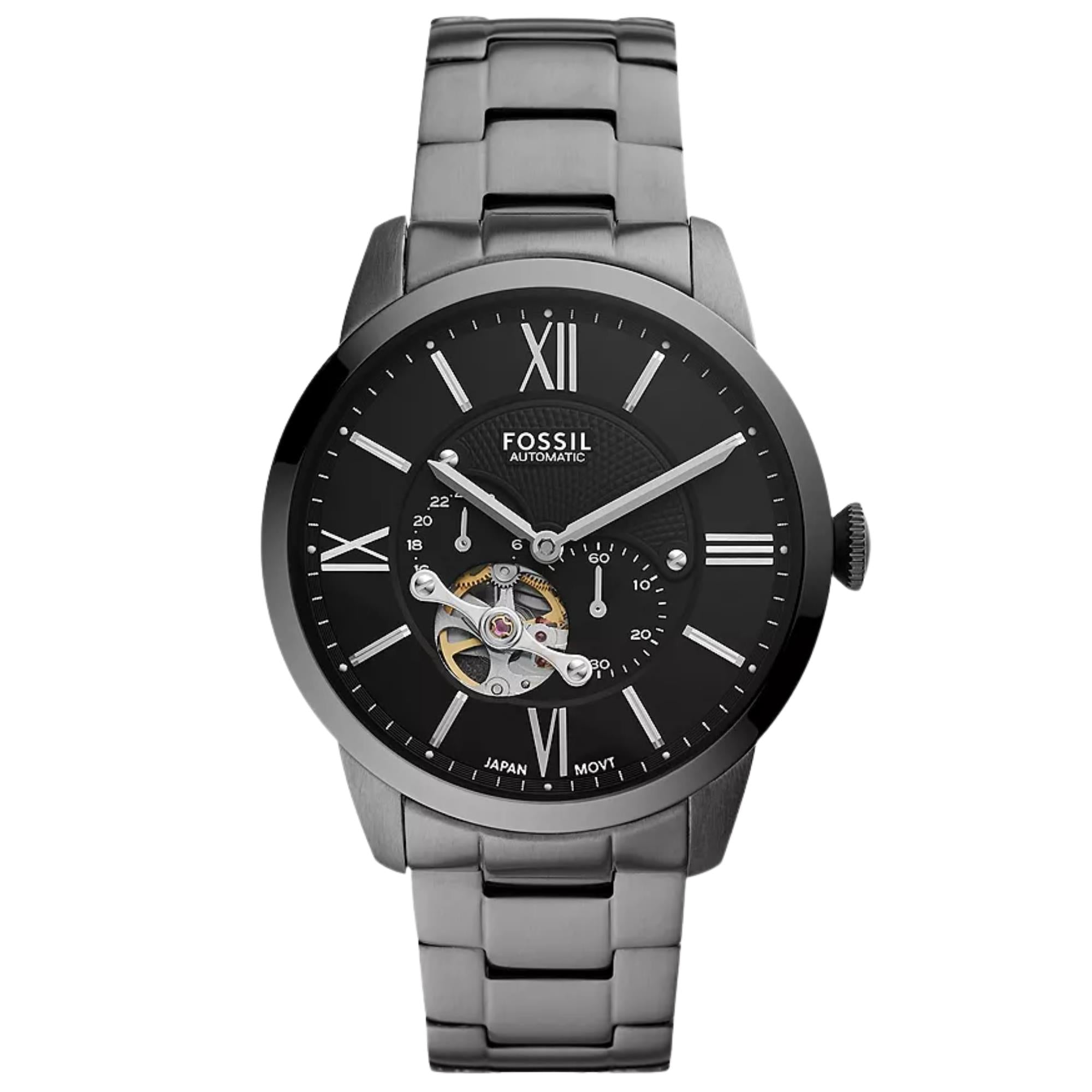 Fossil Townsman 44mm Skeleton Black Dial Steel Mens Automatic Watch ME3172