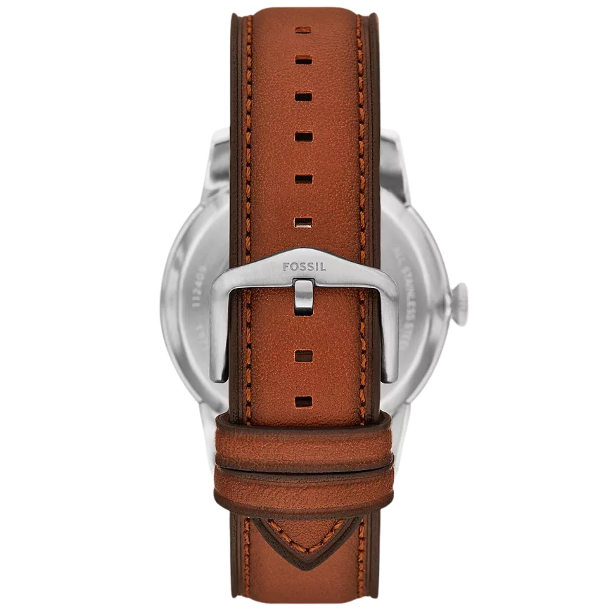 Fossil Townsman 44mm Skeleton Green Dial Leather Mens Automatic Watch ME3265