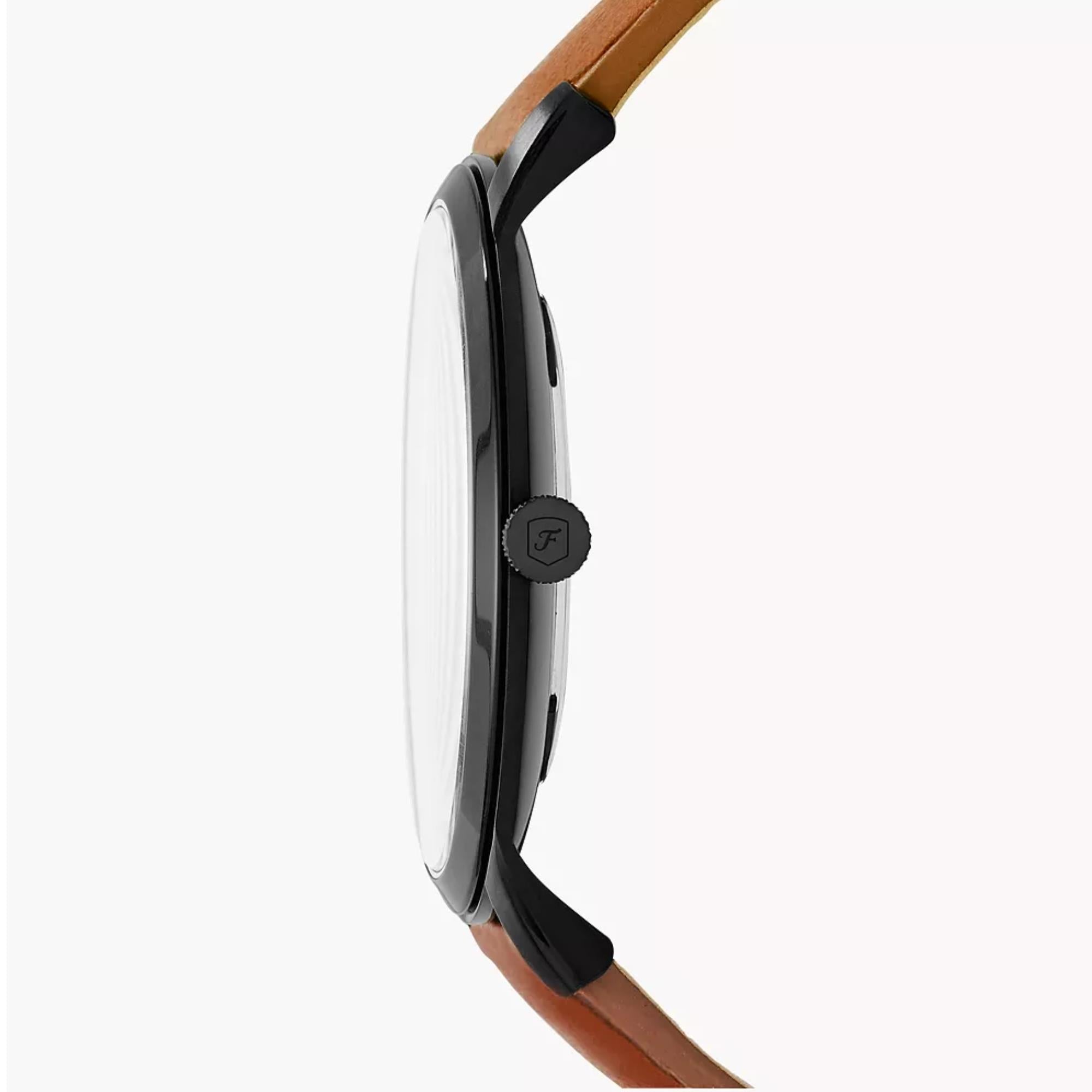 Fossil Minimalist 44mm Black Dial Leather Mens Quartz Watch FS5305
