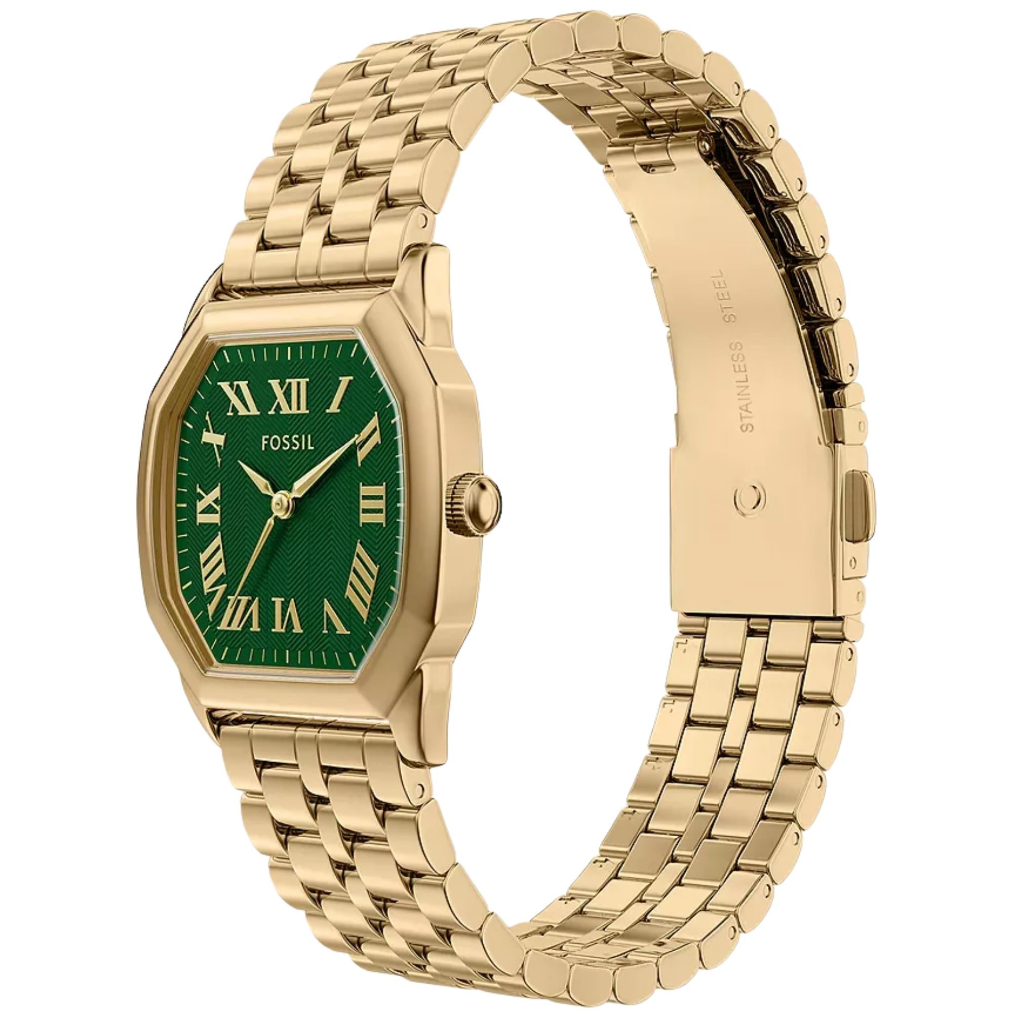 Fossil Harlow 27mm Green Dial Steel Ladies Quartz Watch ES5451