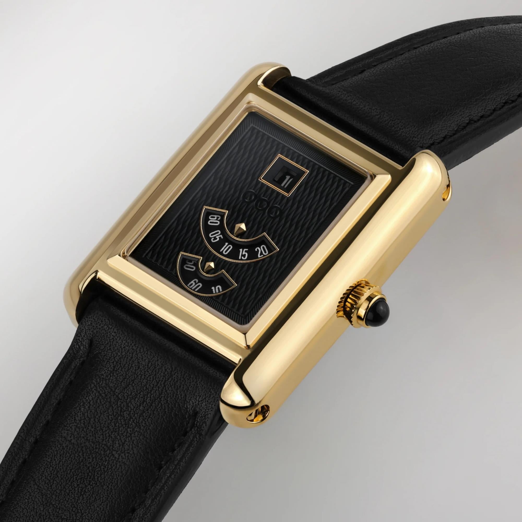Out of Order Forma Venti Jump-Hour 30.5mm Aurum Noir Black Dial Leather Automatic Watch F20BLK.850