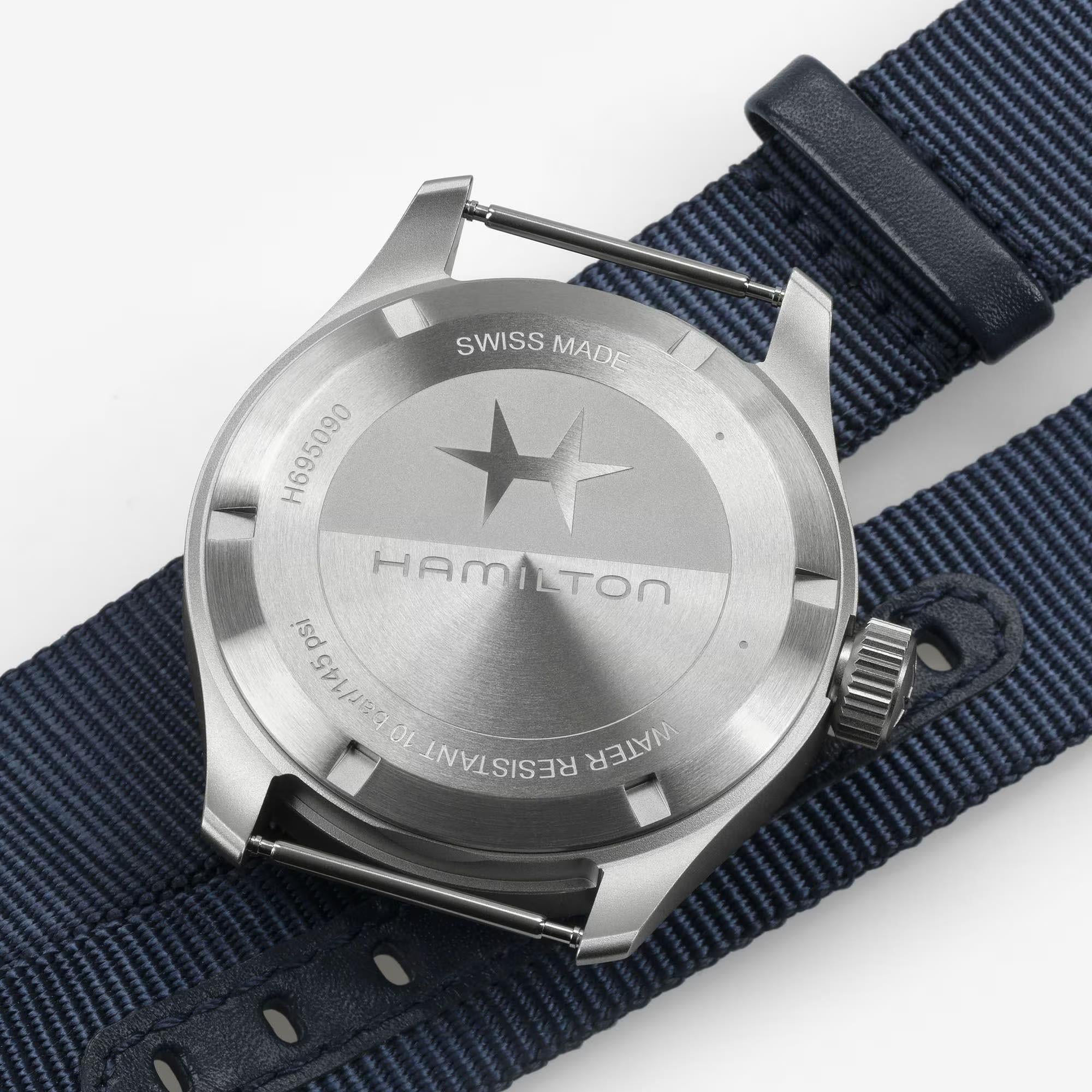 Hamilton Khaki Field 40mm Power Reserve Blue Dial NATO Mens Manual-Wind Watch H69509940