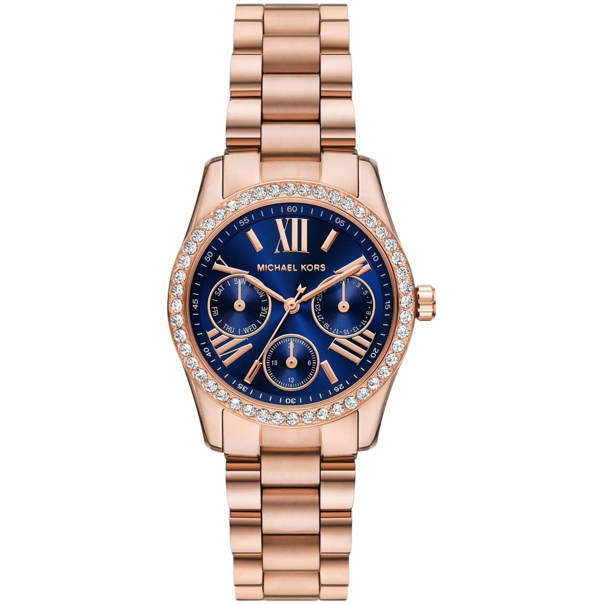 Michael Kors Lexington 33mm Chronograph Blue Dial Steel Ladies Quartz Watch MK4926