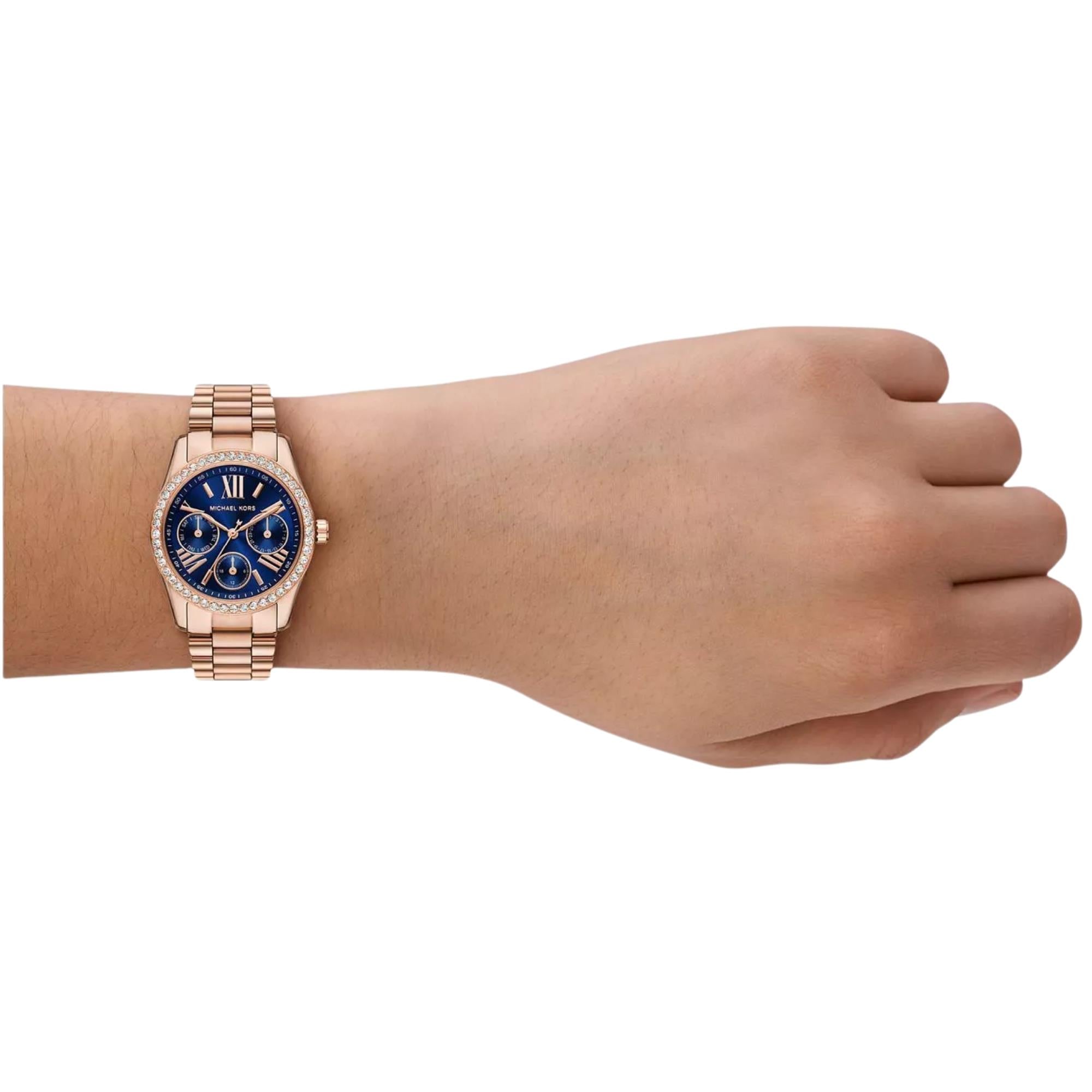 Michael Kors Lexington 33mm Chronograph Blue Dial Steel Ladies Quartz Watch MK4926