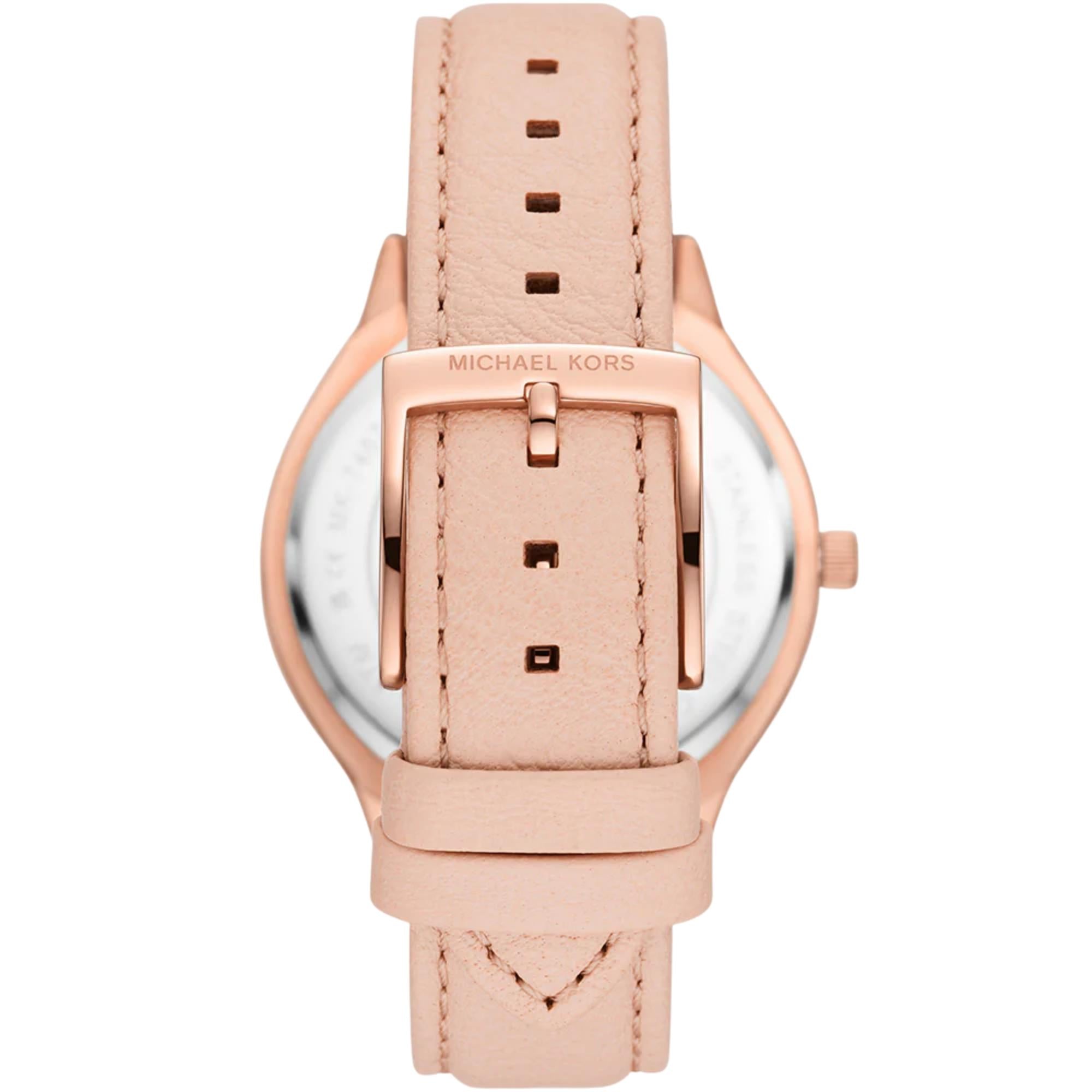 Michael Kors Slim Runway 38mm White Dial Leather Ladies Quartz Watch MK7545