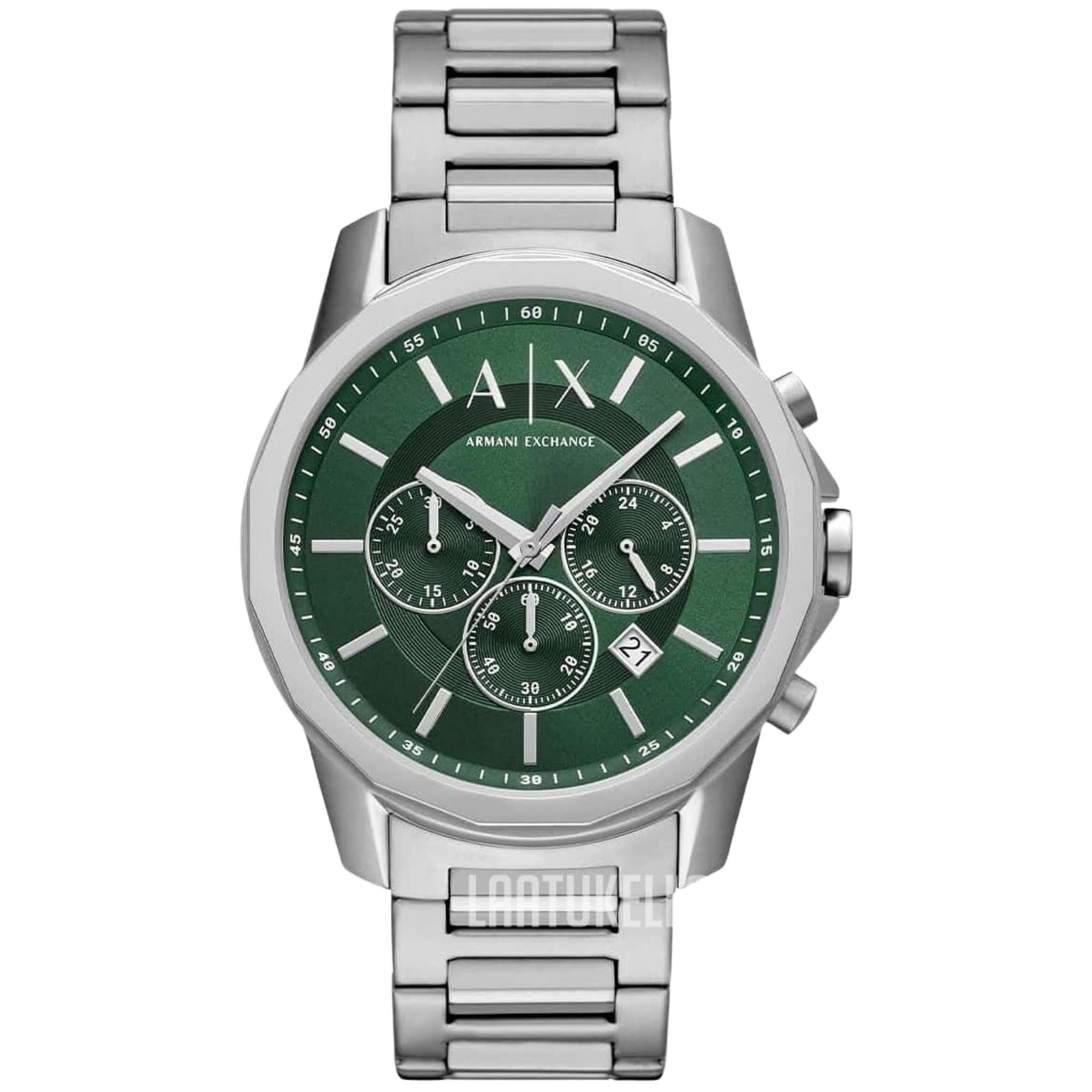 Armani Exchange Banks 44mm Chronograph Green Dial Steel Mens Quartz Watch AX1771