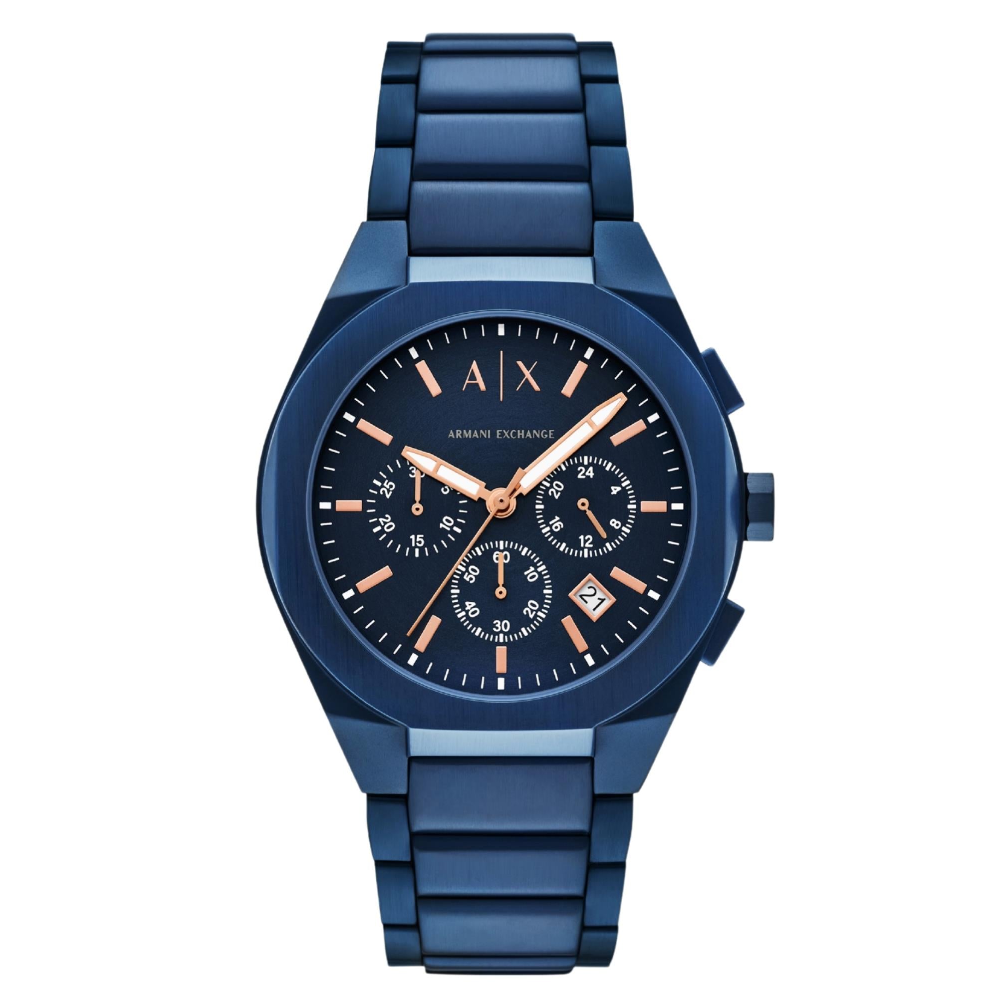 Armani Exchange Sync 42mm Chronograph Blue Dial Steel Mens Quartz Watch AX4189