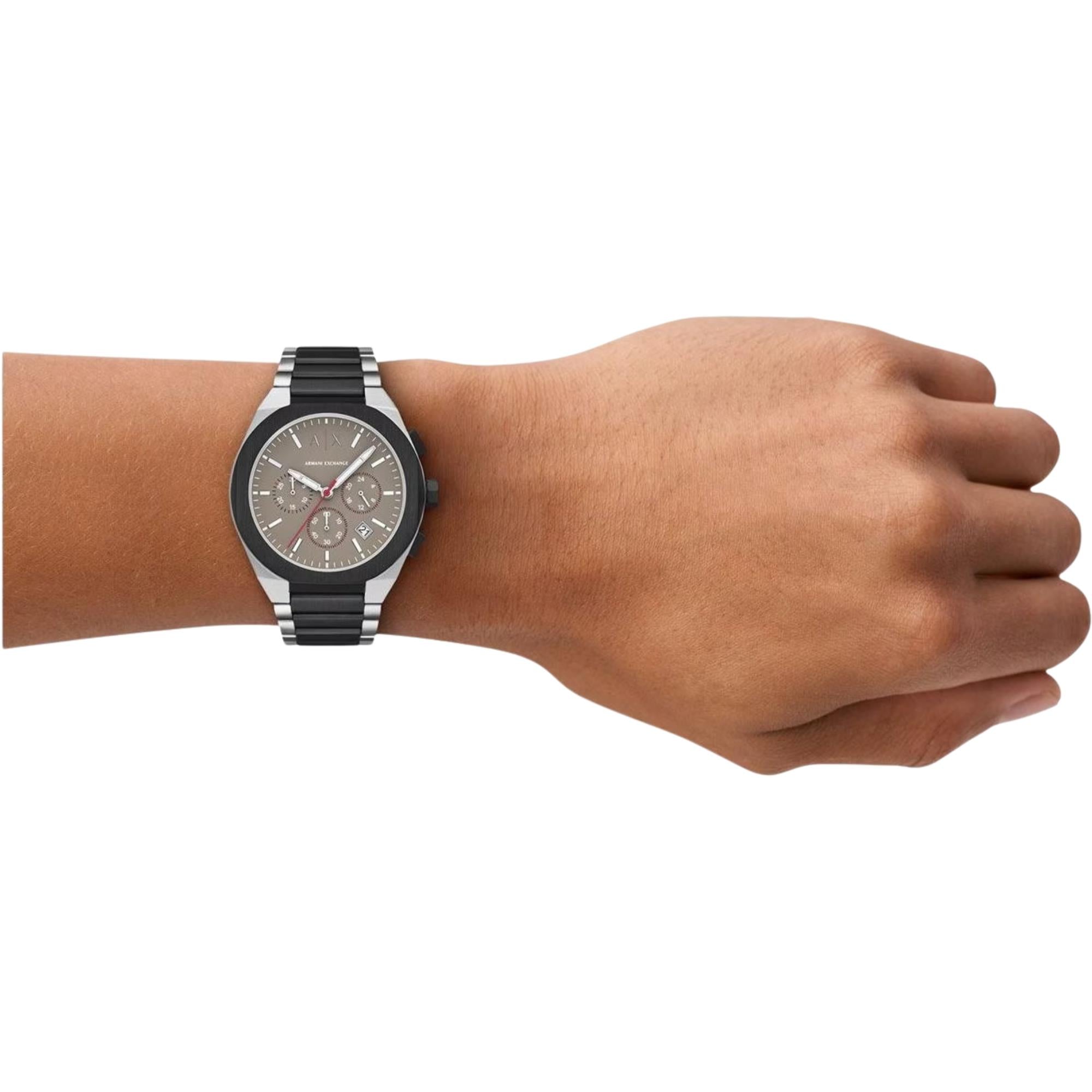 Armani Exchange Sync 42mm Chronograph Brown Dial Steel Mens Quartz Watch AX4199
