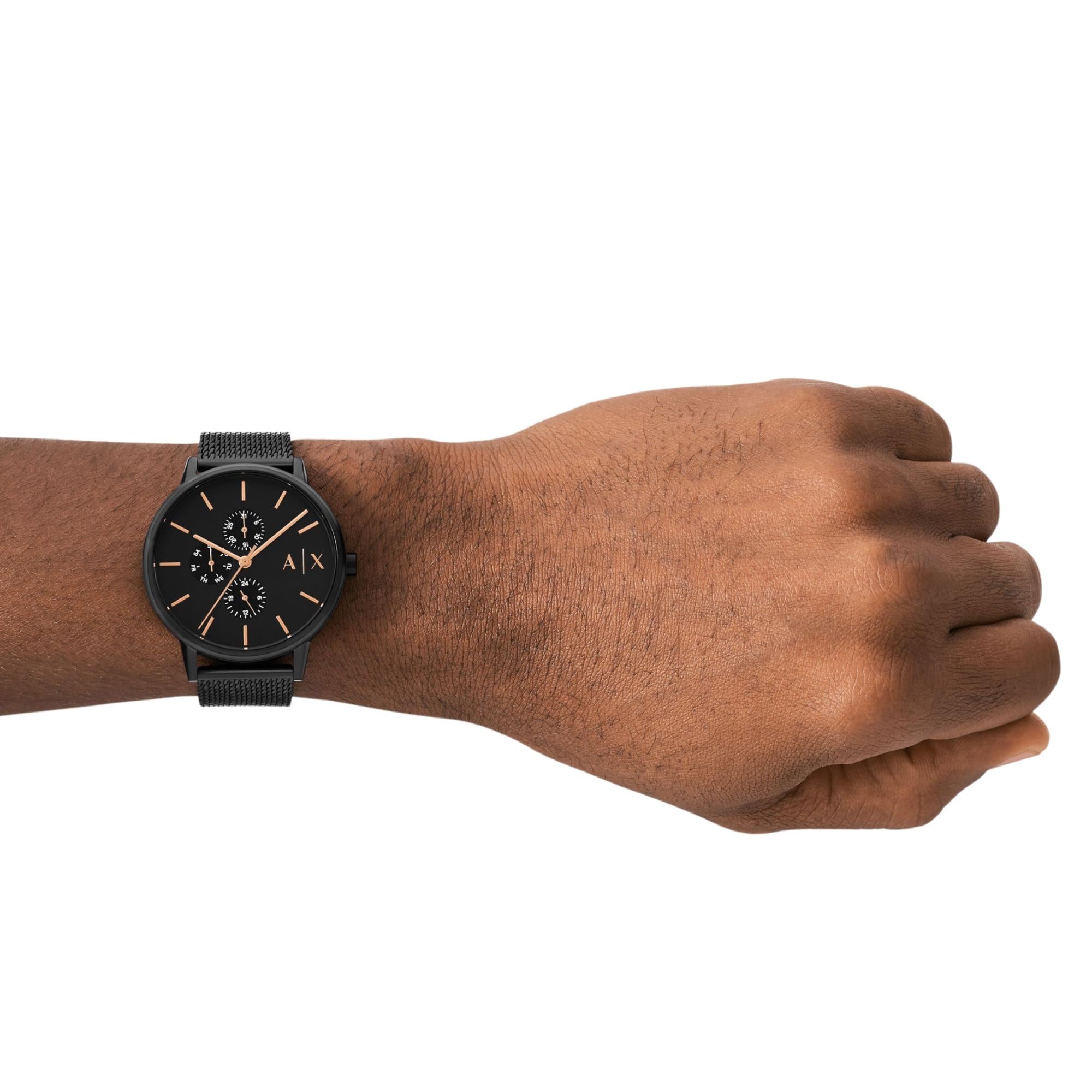 Armani Exchange Cayde 42mm Chronograph Black Dial Steel Mens Quartz Watch AX7162SET
