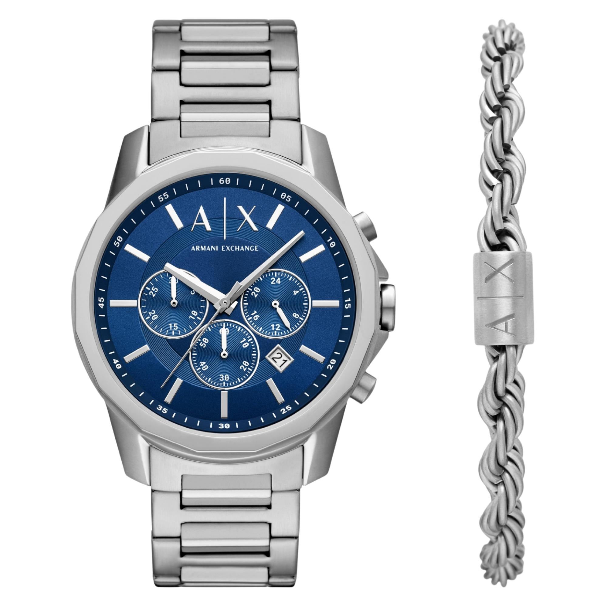 Armani Exchange Banks 44mm Green Dial Steel Mens Watch AX1771