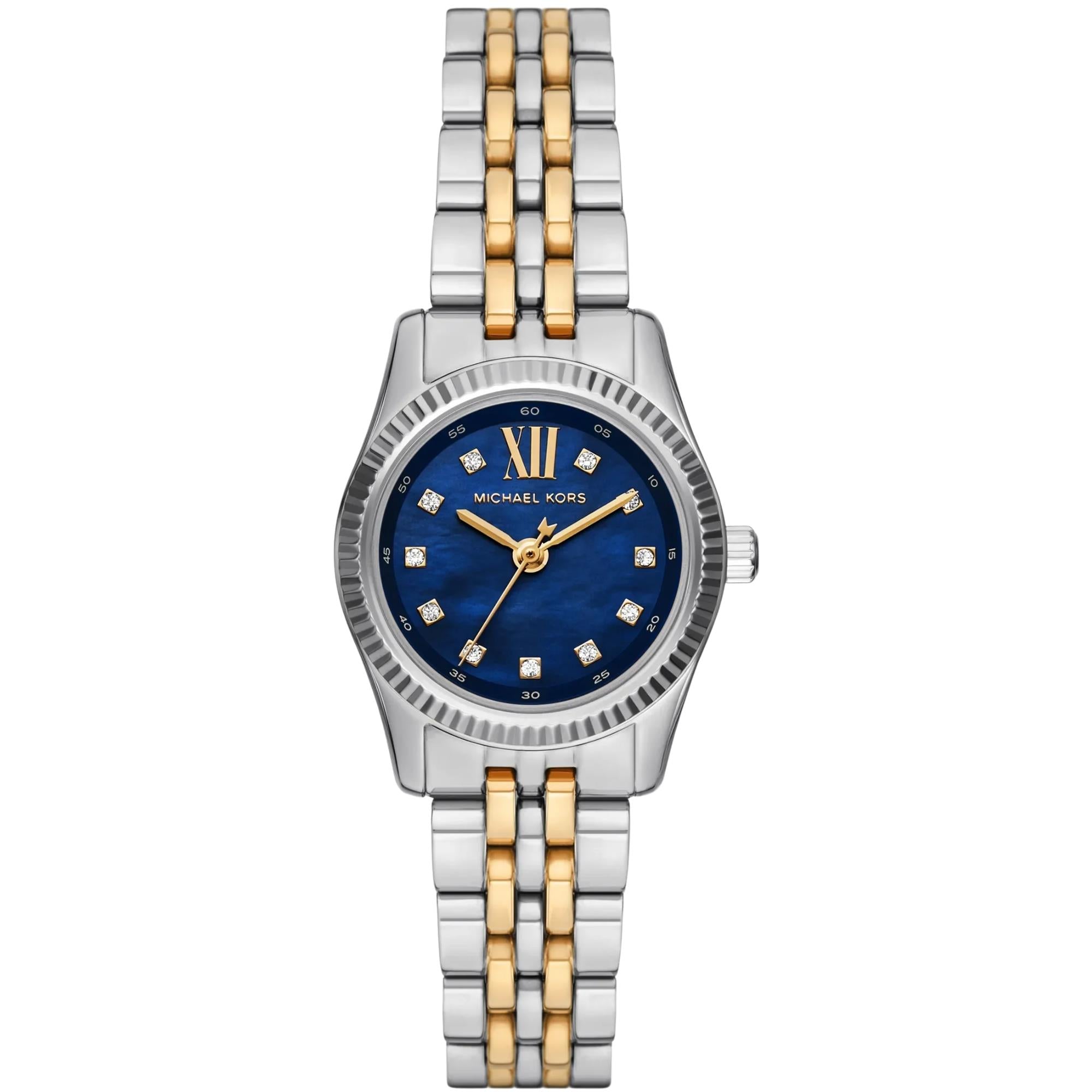 Michael Kors Mini Lexington 26mm Blue Dial Steel Ladies Quartz Watch MK4865