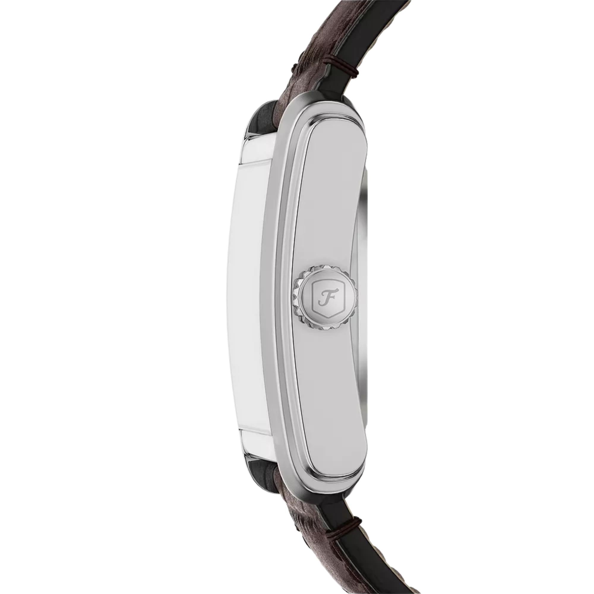 Fossil Carraway 30mm Open Heart Beige Dial Leather Mens Automatic Watch ME3272