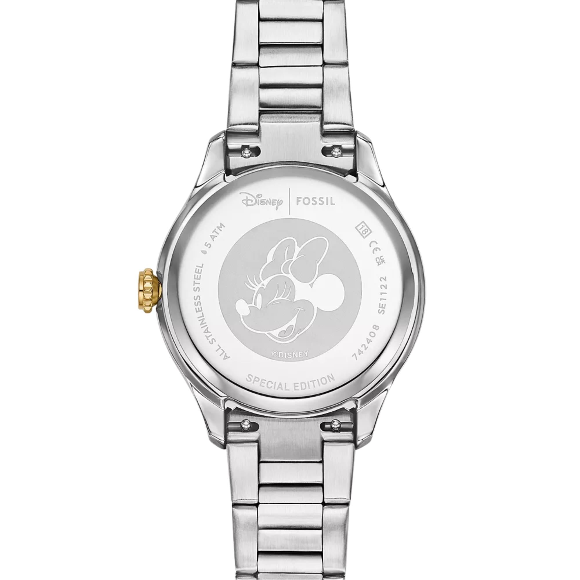 Fossil Disney Minnie Mouse 38mm Special Edition Silver Dial Steel Quartz Watch SE1122
